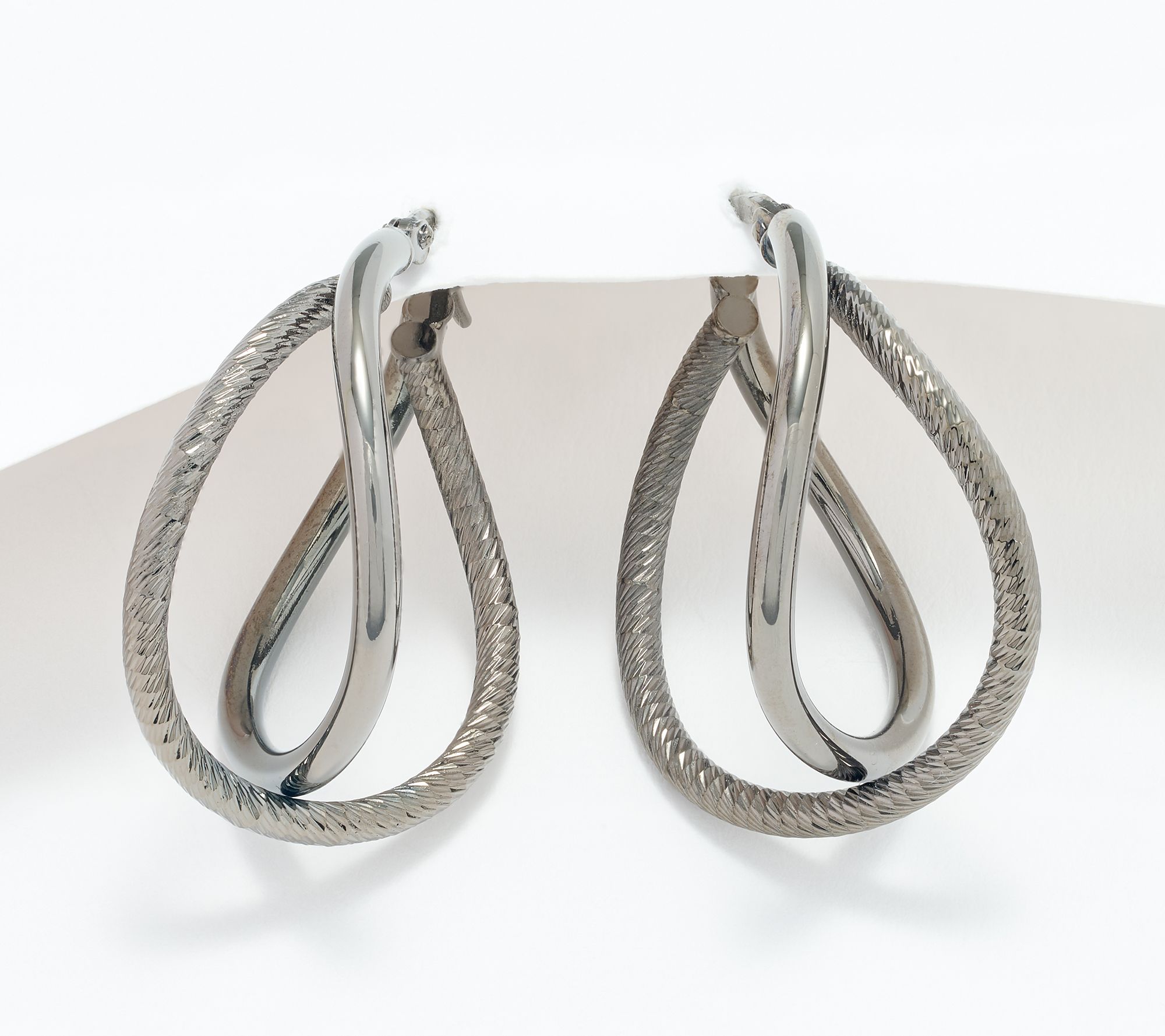 David Markstein Bronze Deluxe Double Curved Hoop Earrings