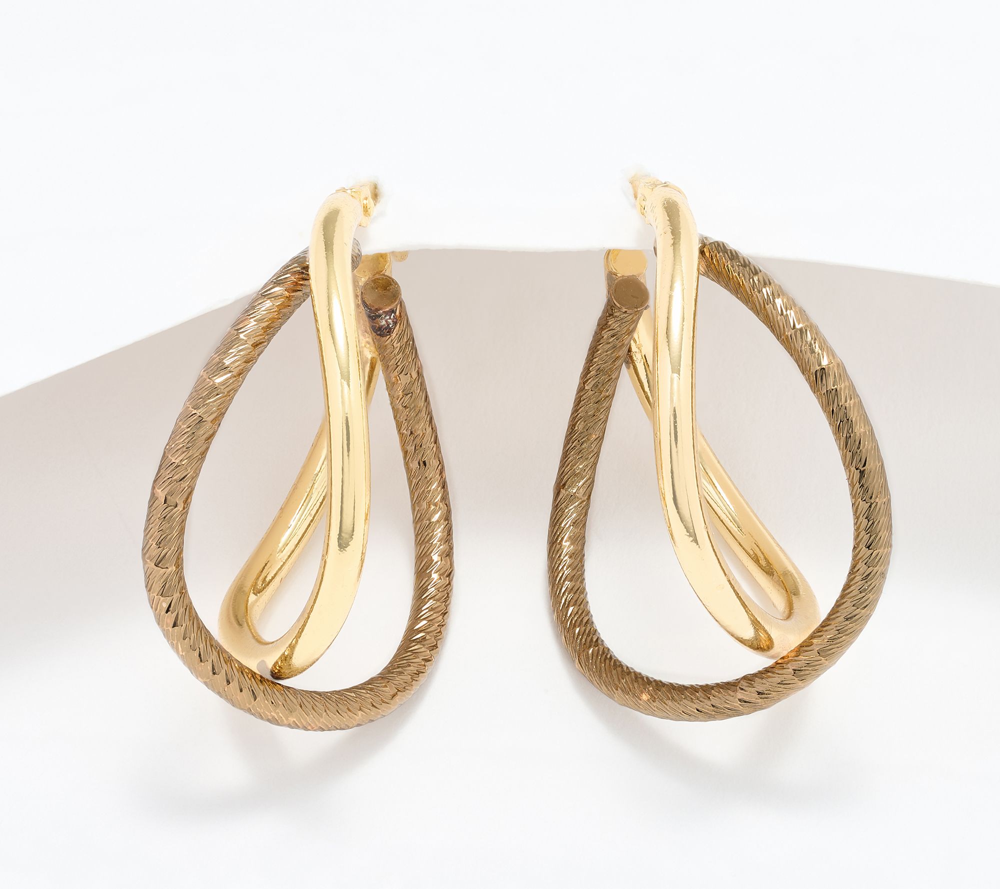 David Markstein Bronze Deluxe Double Curved Hoop Earrings