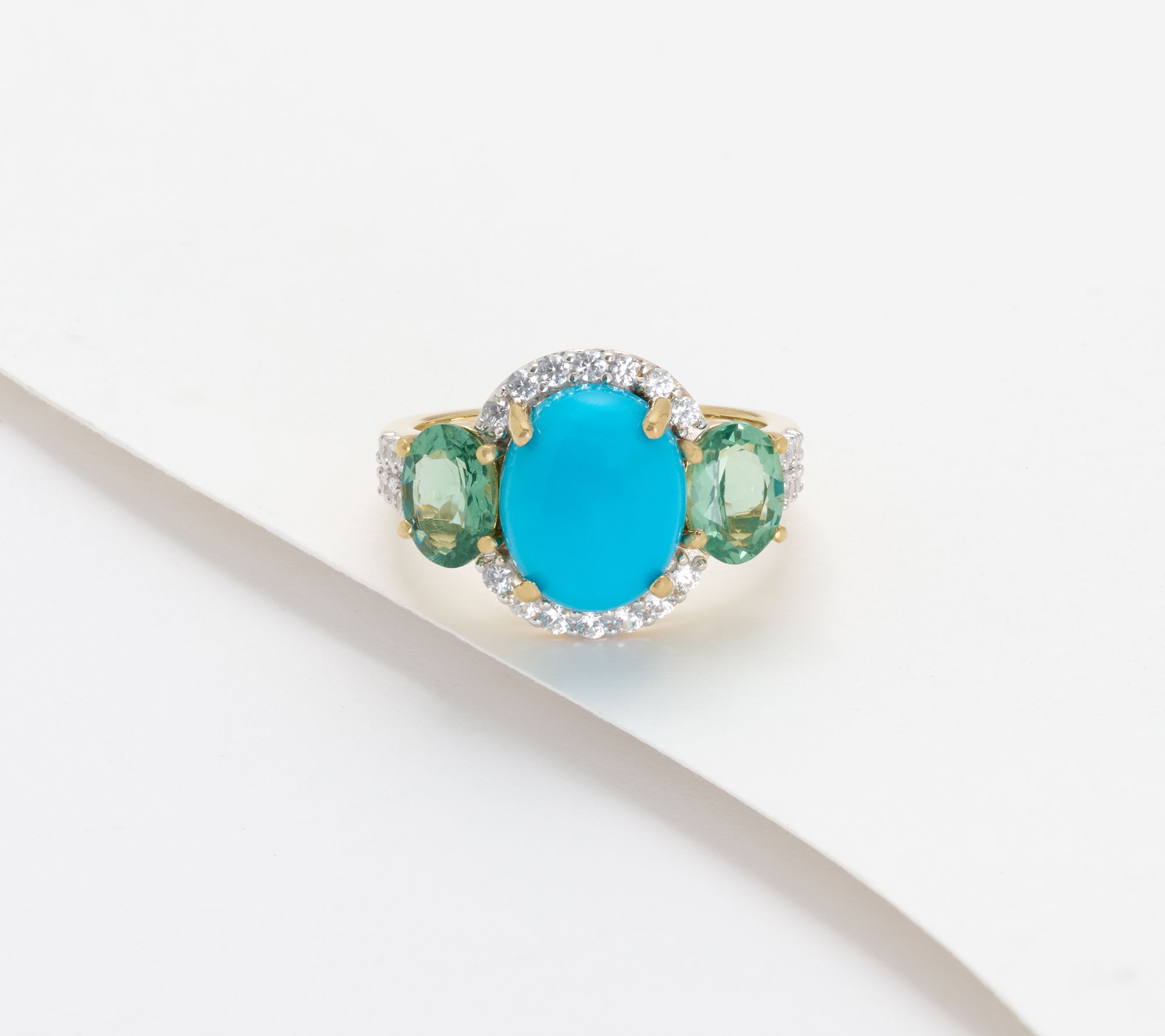 Affinity Gems 3-Stove Oval Turquoise Ring, Sterling Silver