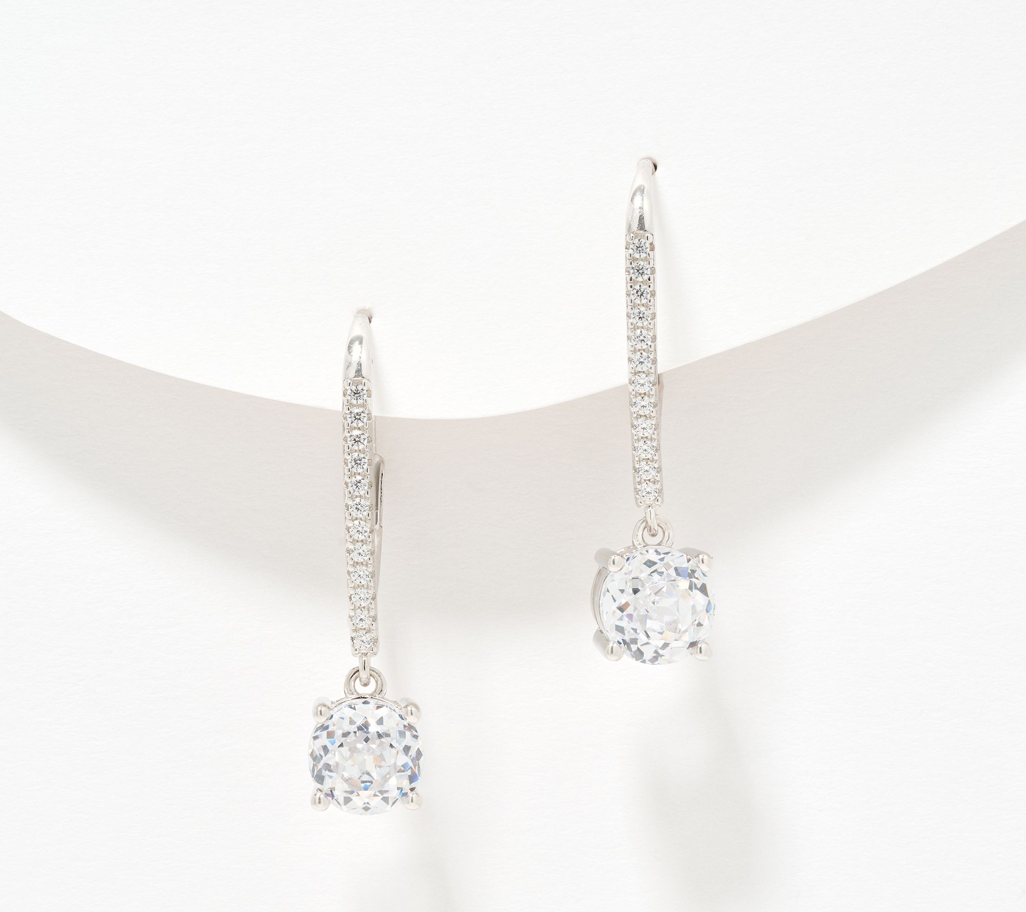 Diamonique Rose Cut Leverback Earrings, Sterling Silver