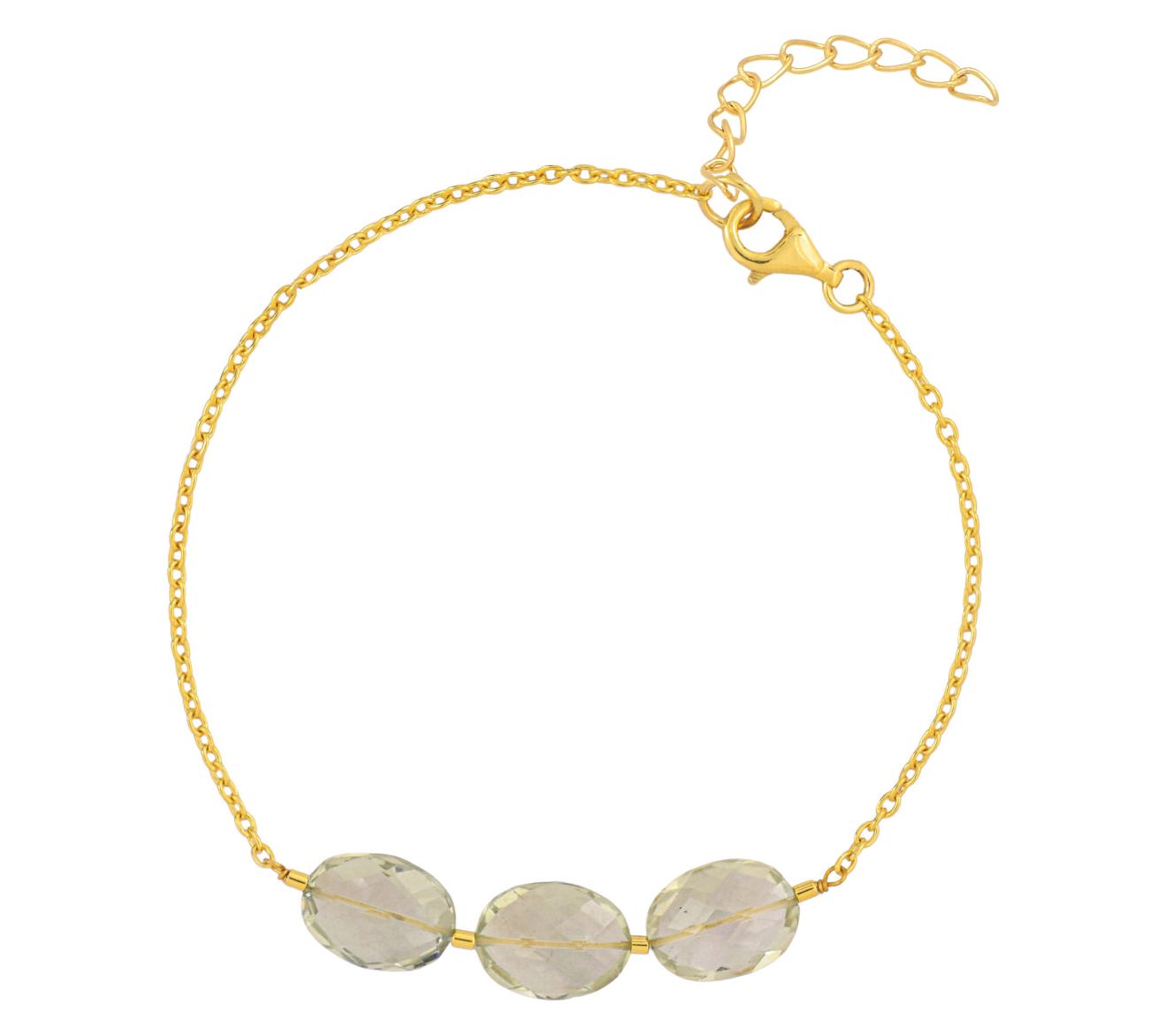 Affinity Gems Prasiolite Station Bracelet, 14KGold Plated
