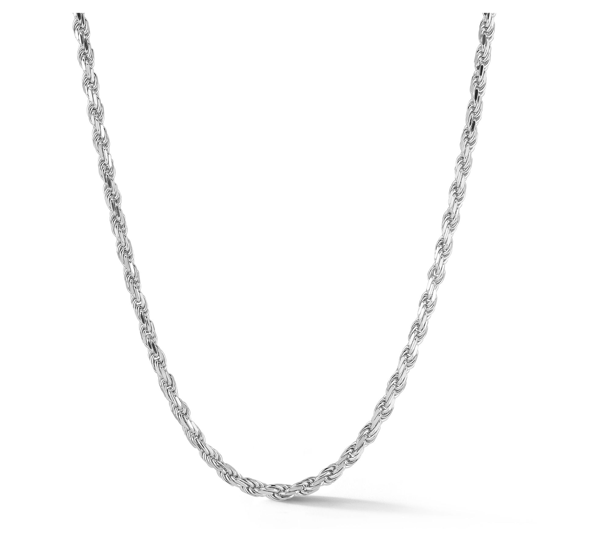 Italian Silver Men's 22" 3MM Rope Chain Necklace, Sterling