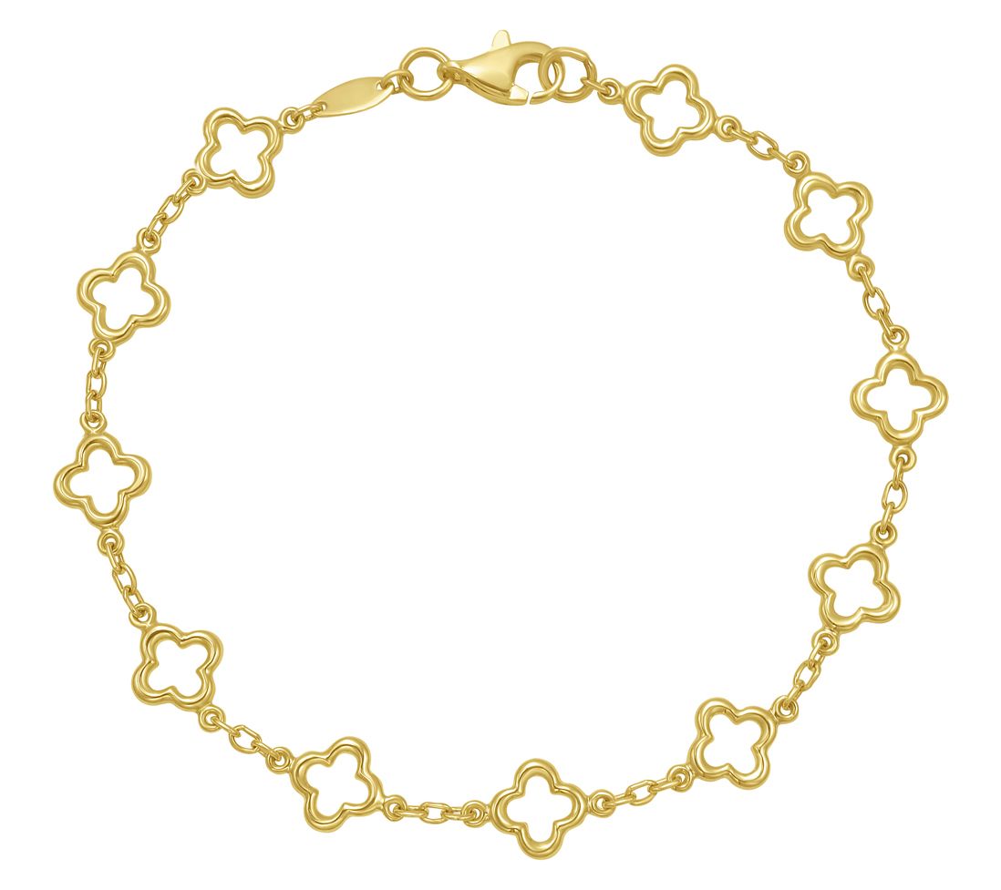 Clover Link 7" Bracelet, 14K Gold