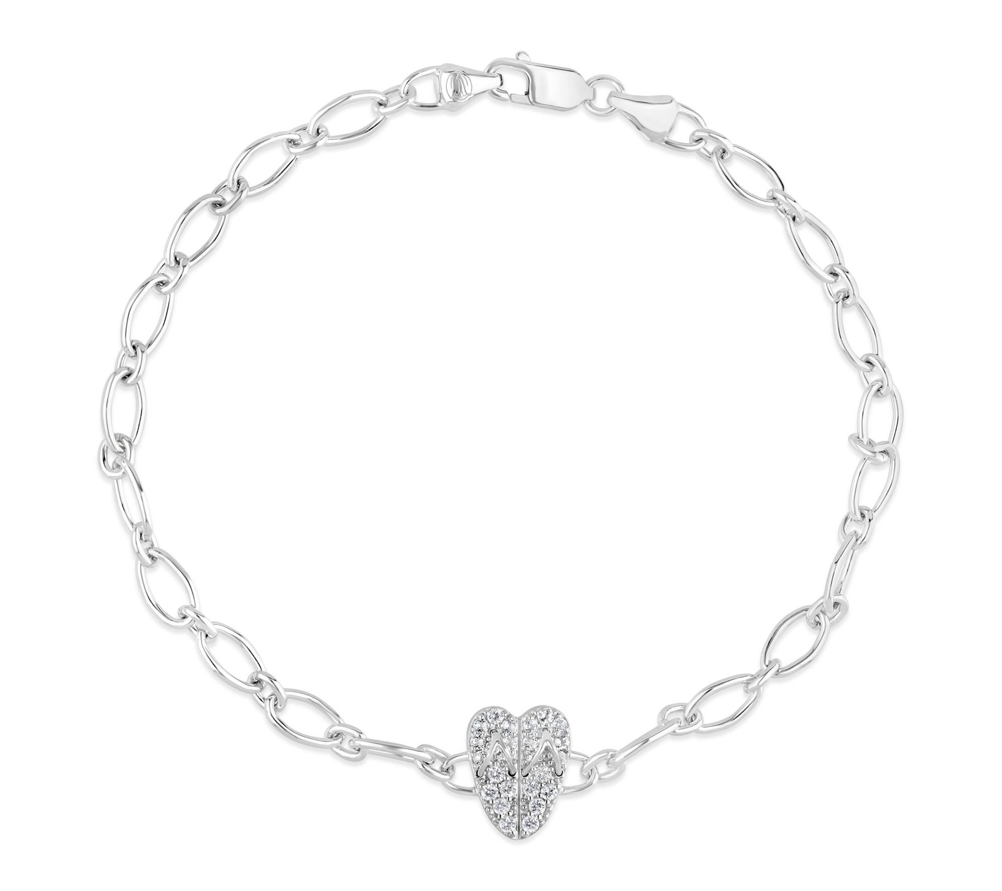 Goddaughters Sterling White Topaz Flip Flop Ankle Bracelet