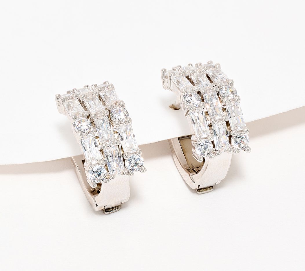 Diamonique x Kathy Levine Roundabout Hoop Earrings, Sterling Silver