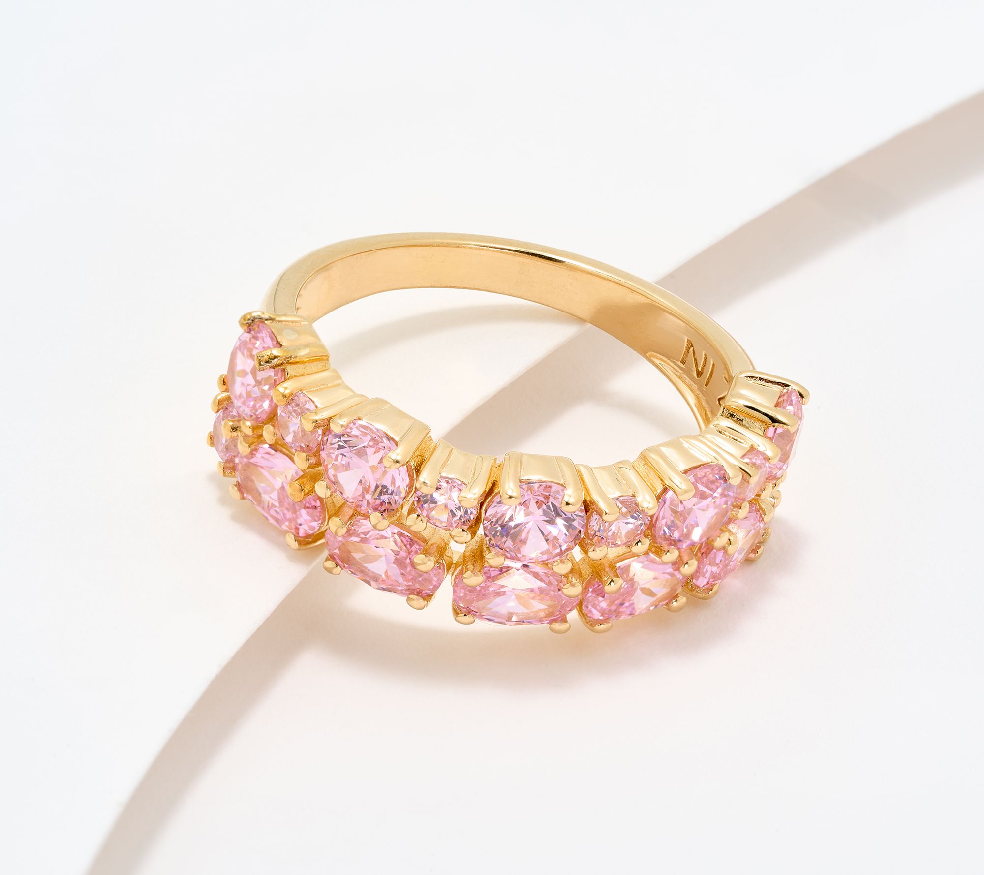 Diamonique x Kathy Levine Mix-n-Mingle Double Row Ring Sterling Silver