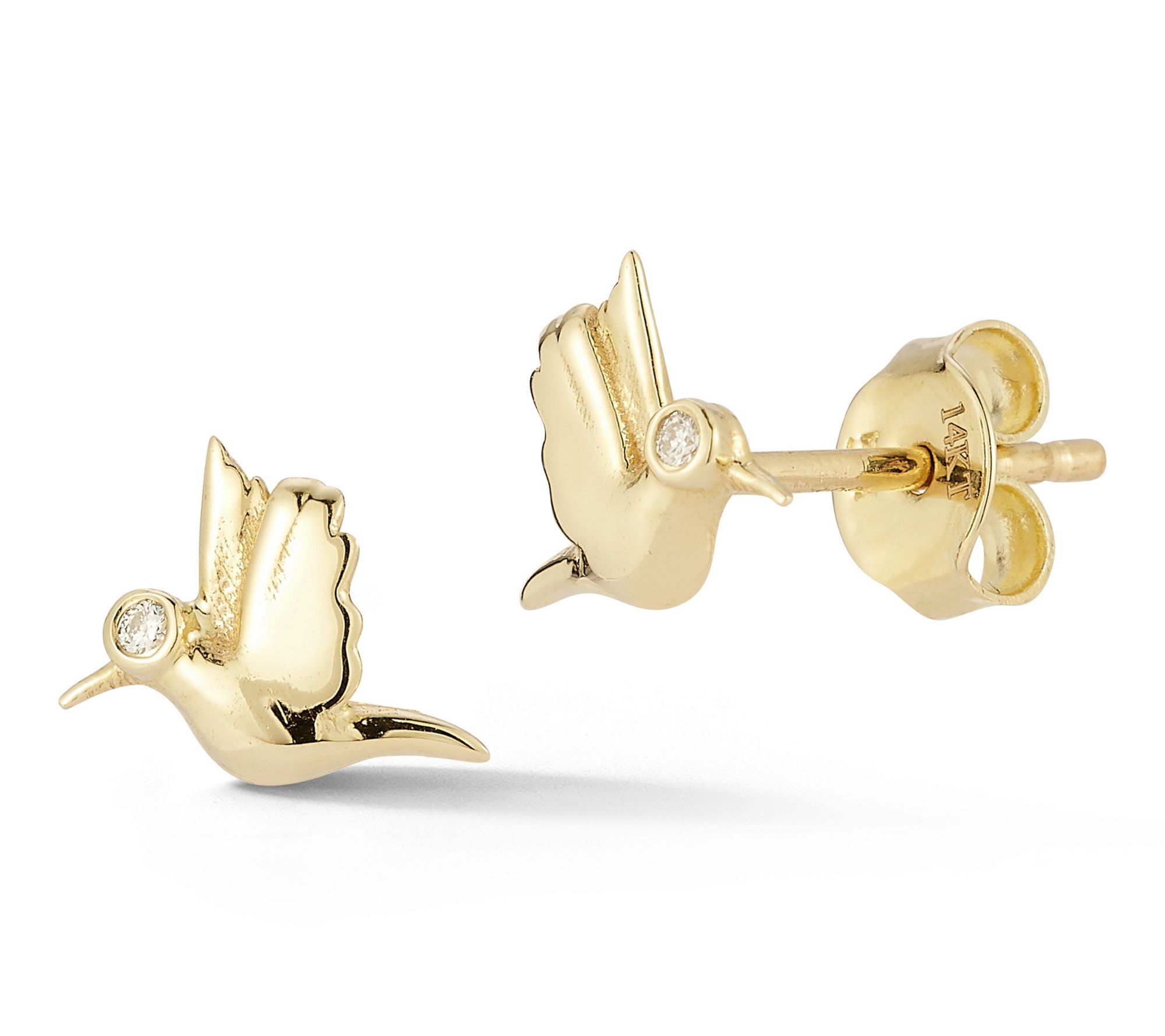 Luminosa Gold Diamond Hummingbird Stud Earrings, 14K