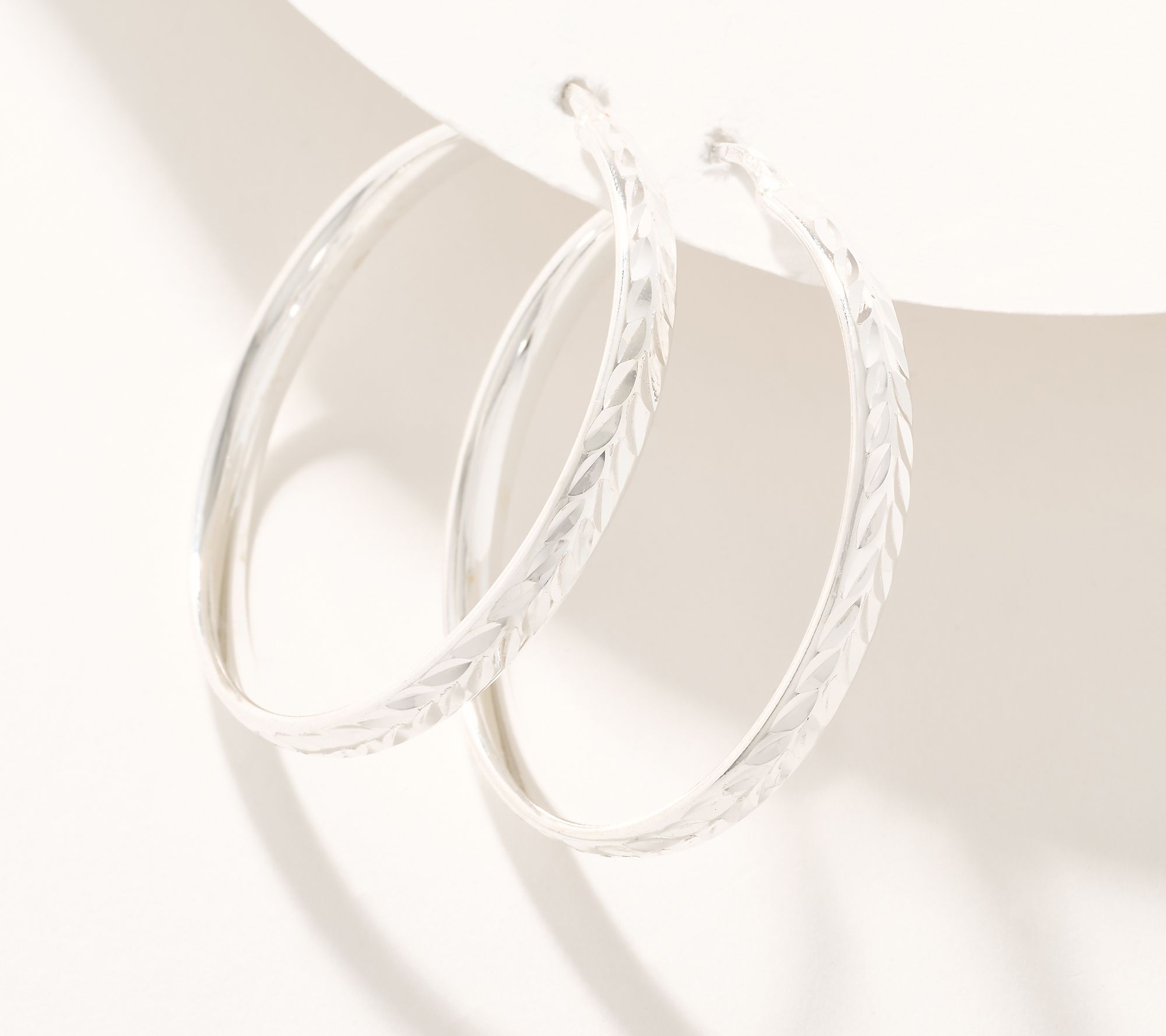 "As Is" UltraFine 950 Silver Diamond Cut 1-1/2" Hoop Earrings