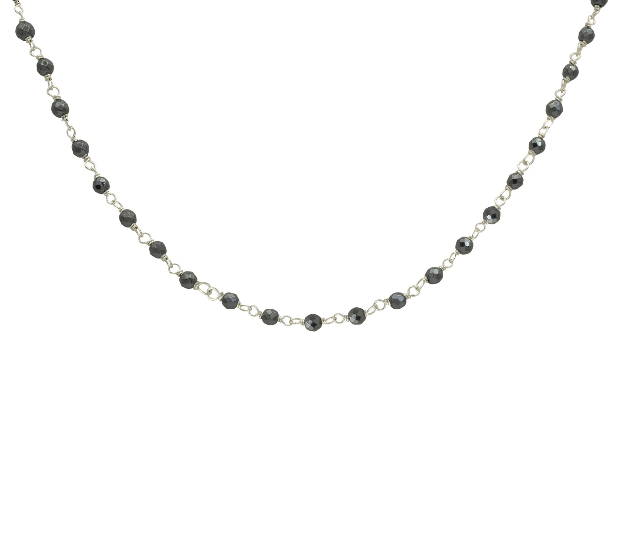 Affinity Gems Hematite Beaded Necklace, Sterling Silver