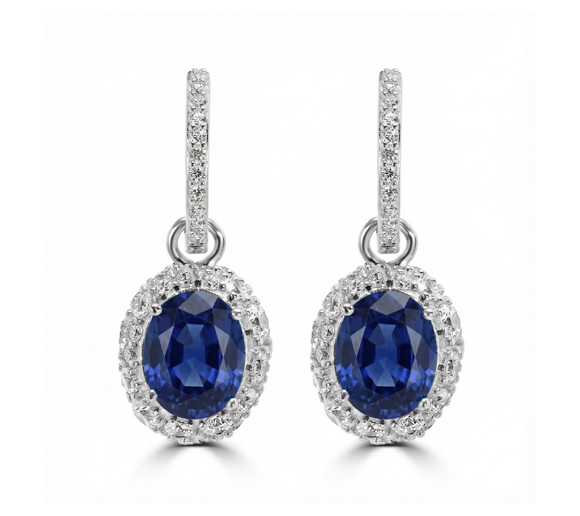 Diamonique x Kathy Levine Oval Hoop Charm Earrings, Sterling