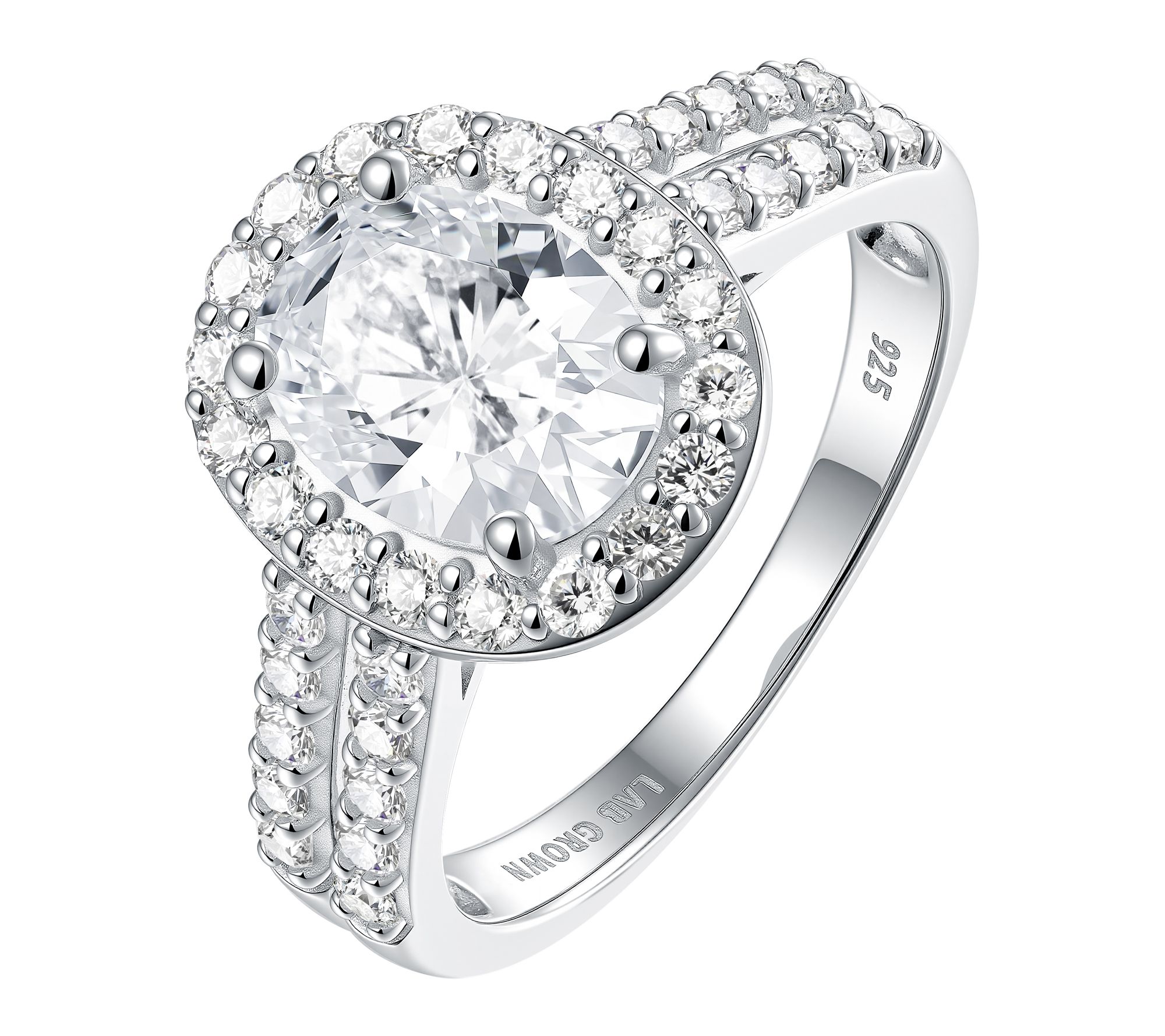 Fire Light 2.00 cttw Lab Grown Diamond Halo Ring, Sterling