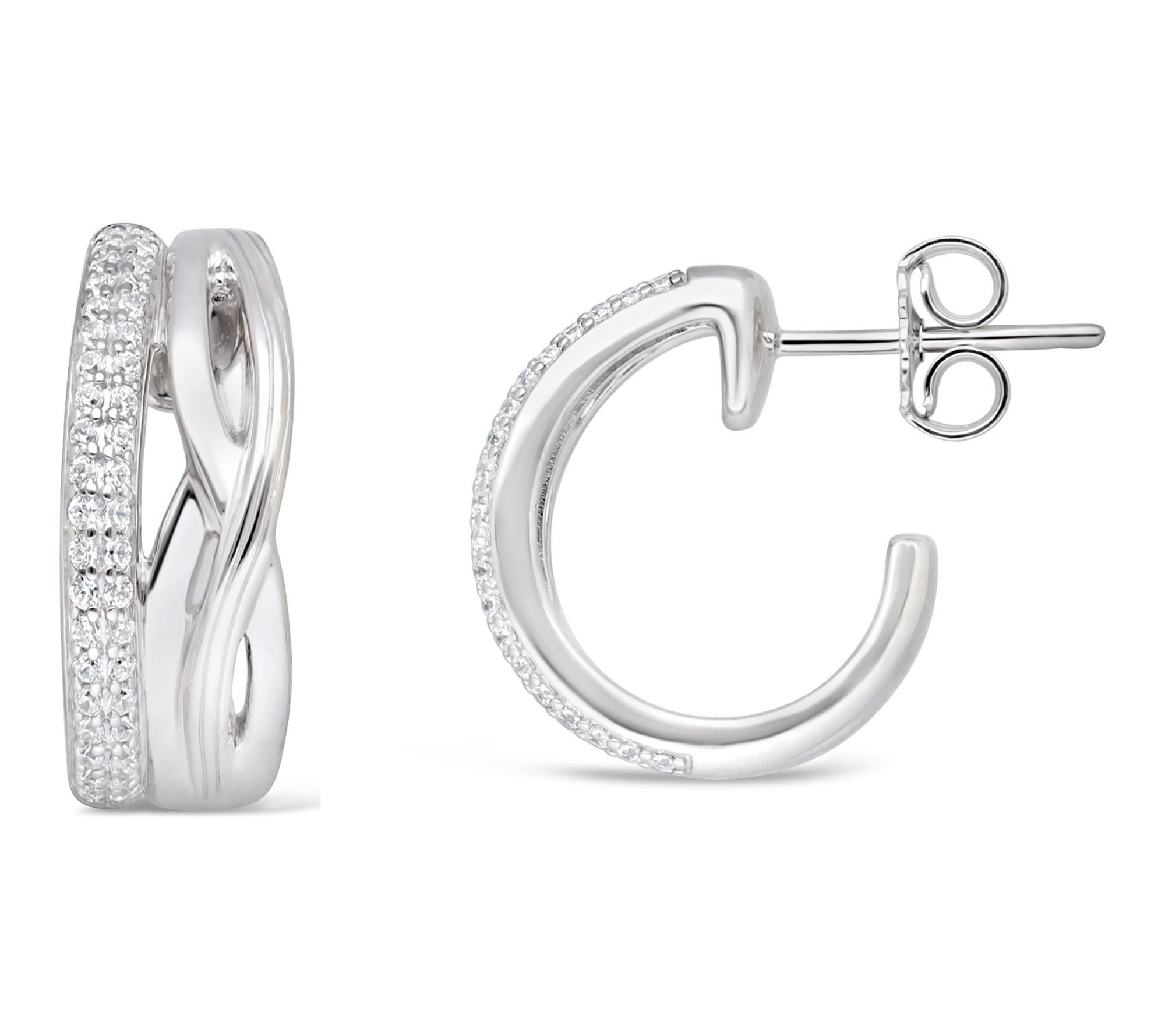 Ariva Sterling Silver Diamonique Hoop Earrings