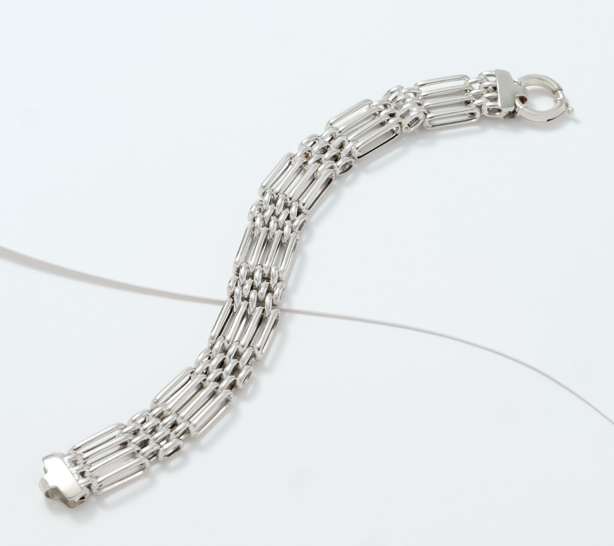 "As Is" Adorna 14K Gold Figaro Panther Bracelet, 12g