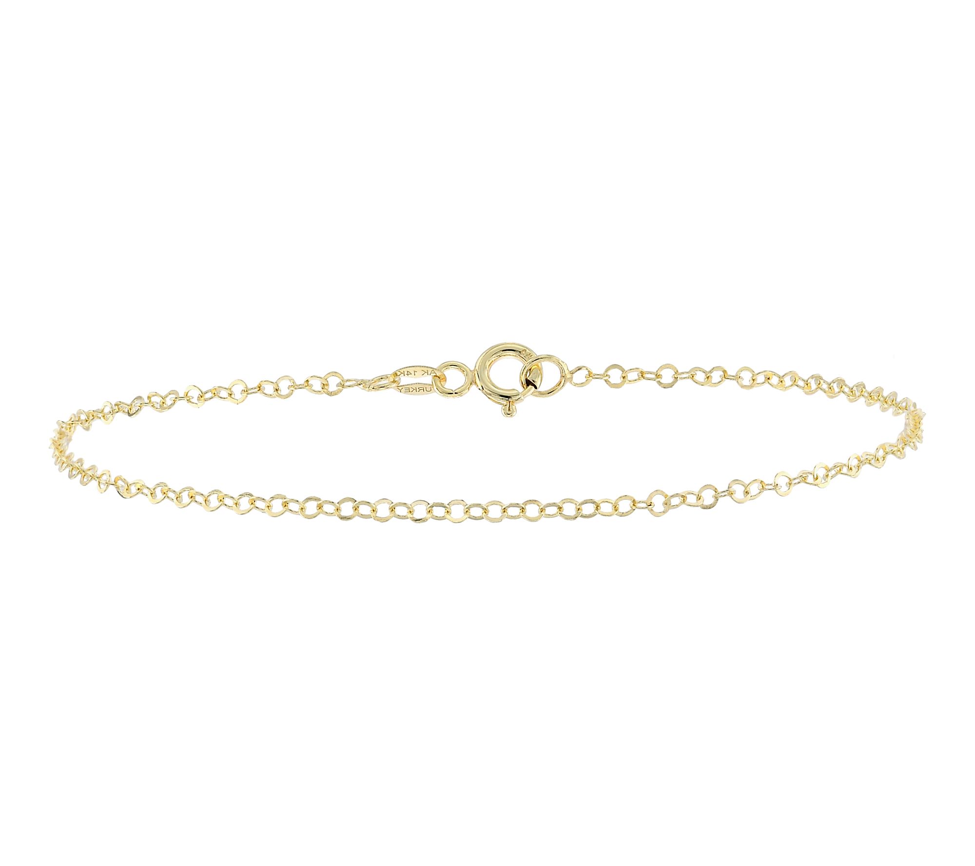 Adorna 14K Gold 2mm Solid Rolo Chain Bracelet