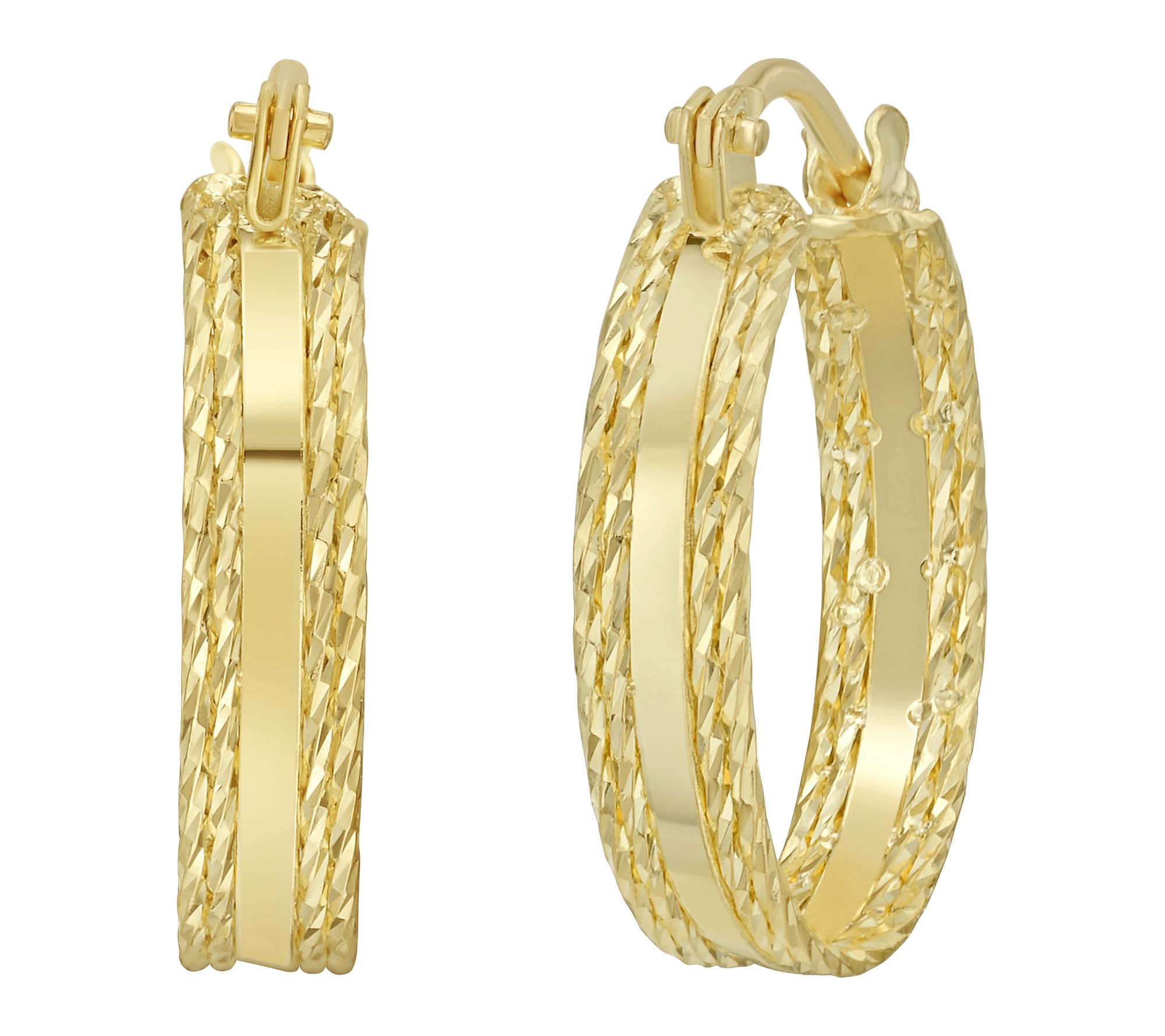 Italian Gold Diamond-cut Sparkle Hoop Earrings,14K
