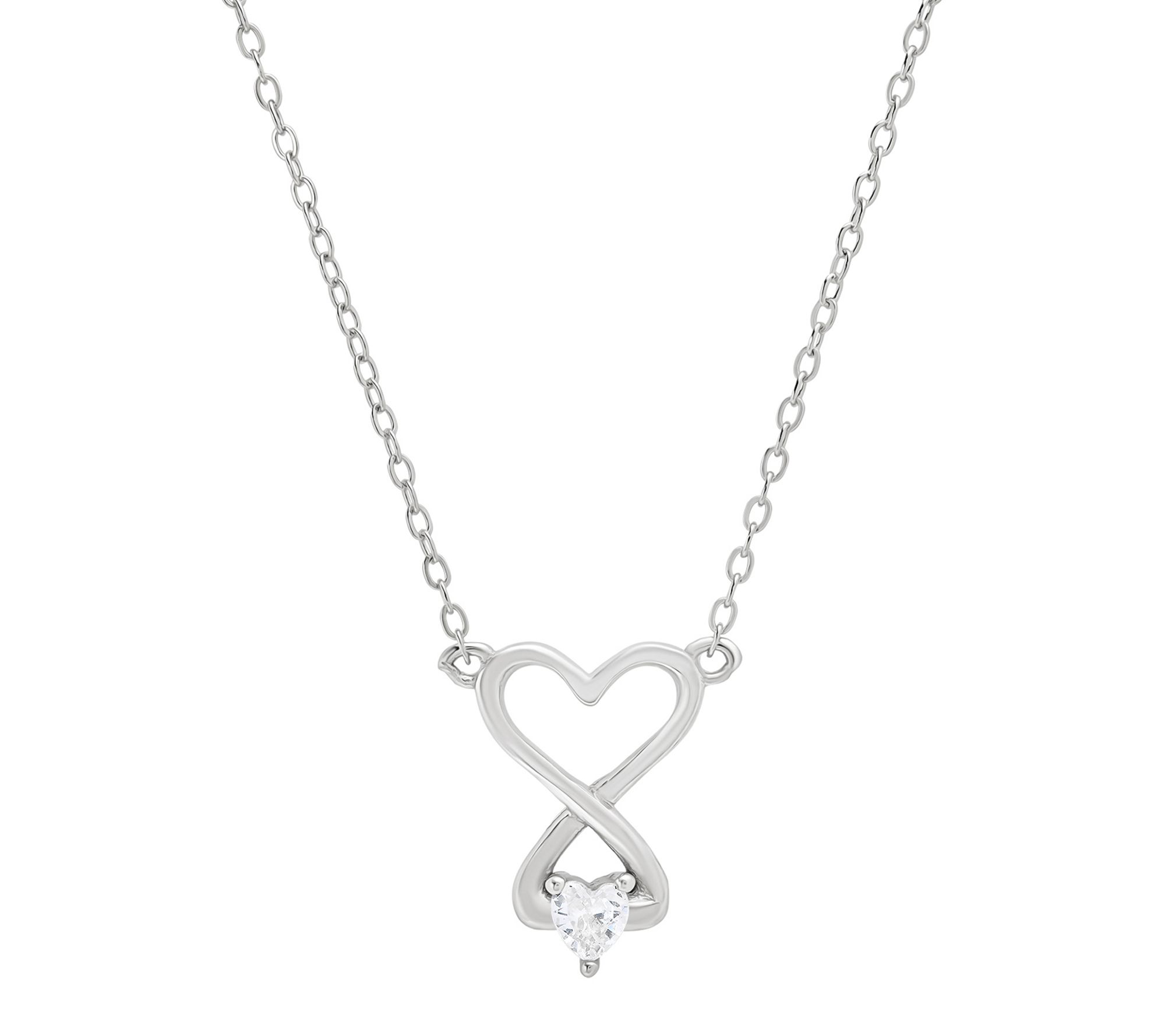 Diamonique Infinity Love Heart Necklace, Sterling Silver