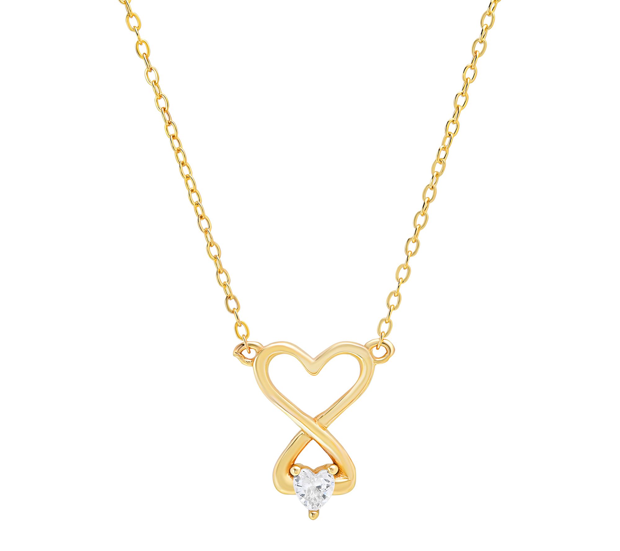 Diamonique Infinity Love Heart Necklace, Sterling Silver