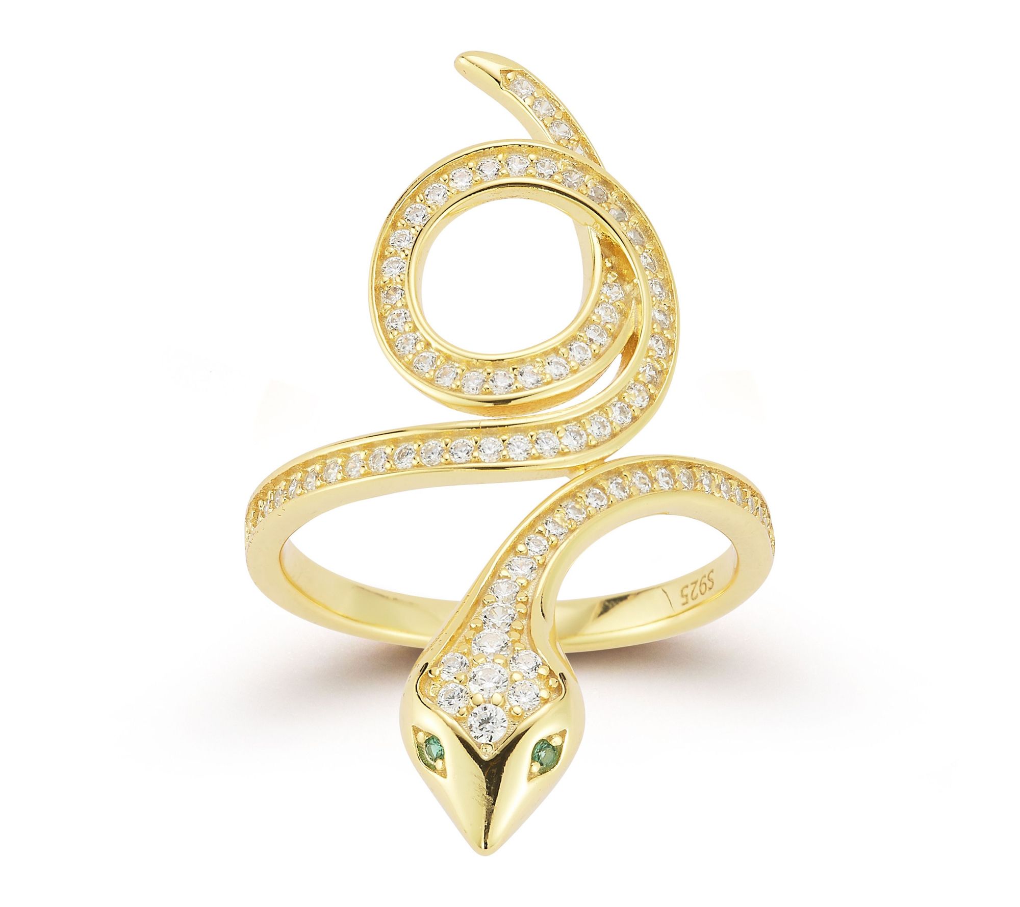 Sterlina Silver Pave Twisty Snake Ring, Sterling