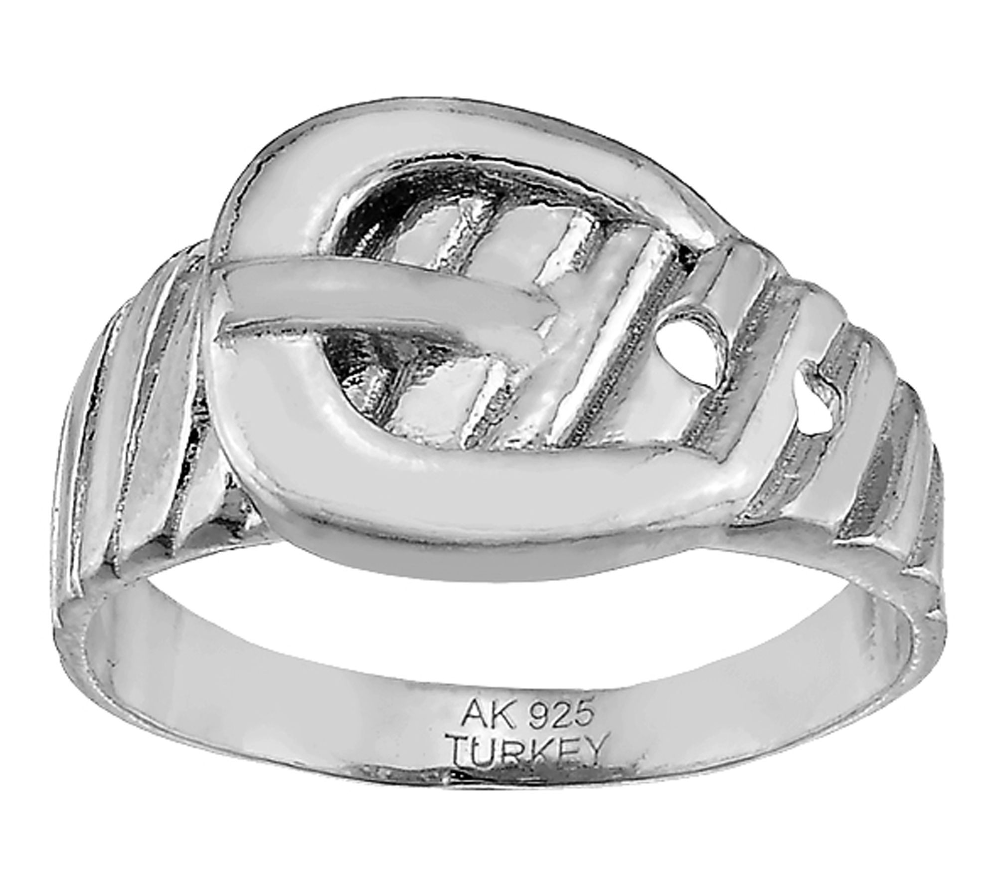 Silver Style Solid Buckle Design Band Ring, Sterling Silver