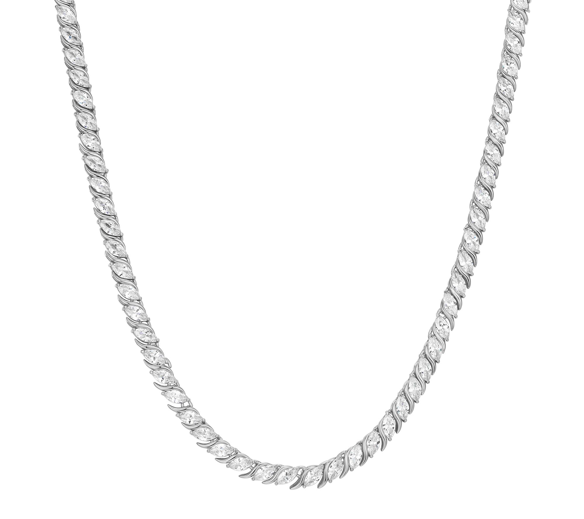 Diamonique Mariquise Cut Tennis Necklace, Sterling Silver