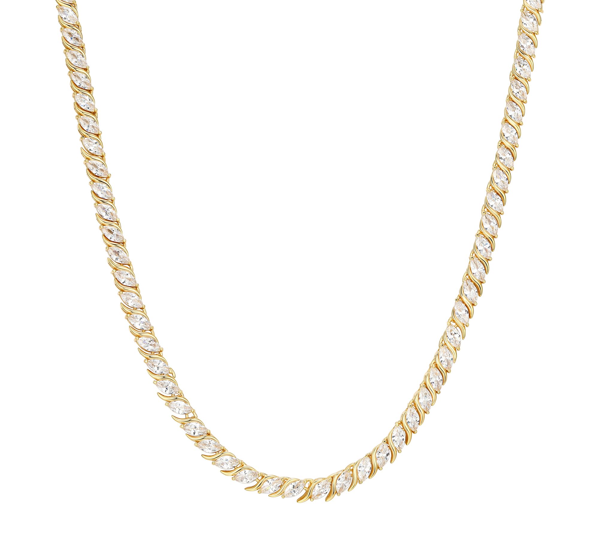 Diamonique Mariquise Cut Tennis Necklace, Sterling Silver