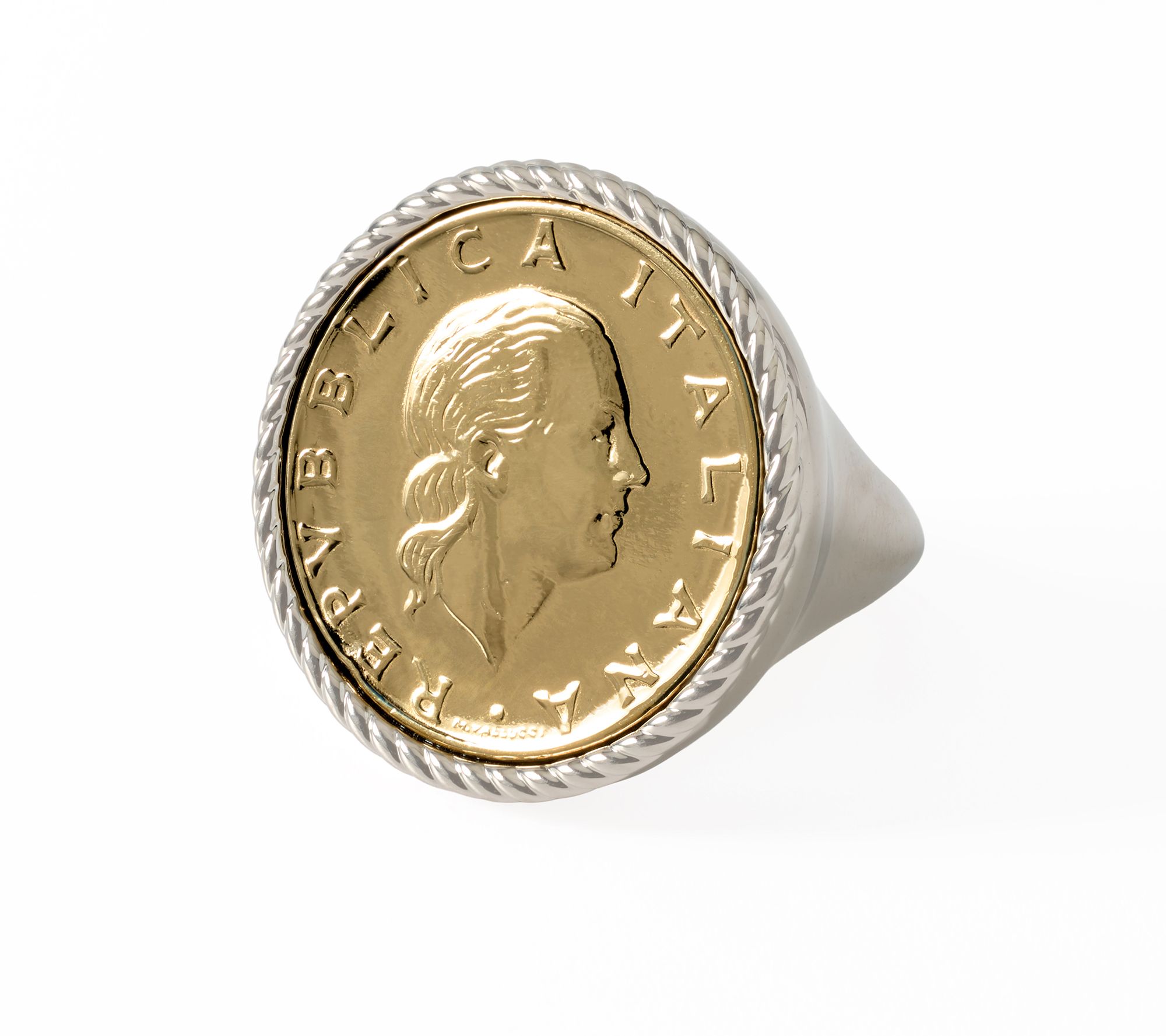 David Markstein Bronze 200 Lira Coin Upscale Ring