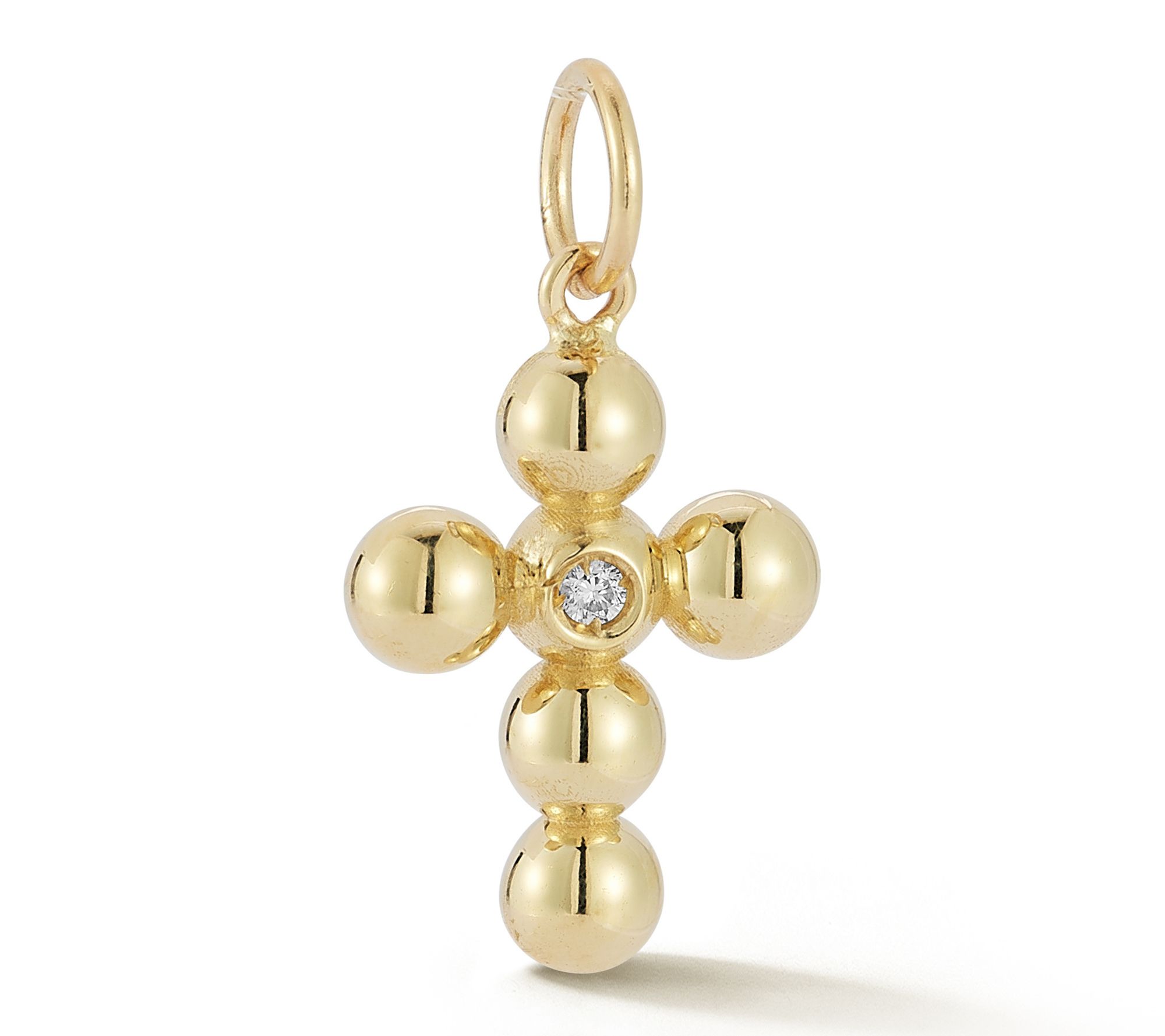 Luminosa Gold Diamond Accented Bubble Cross Pendant, 14K