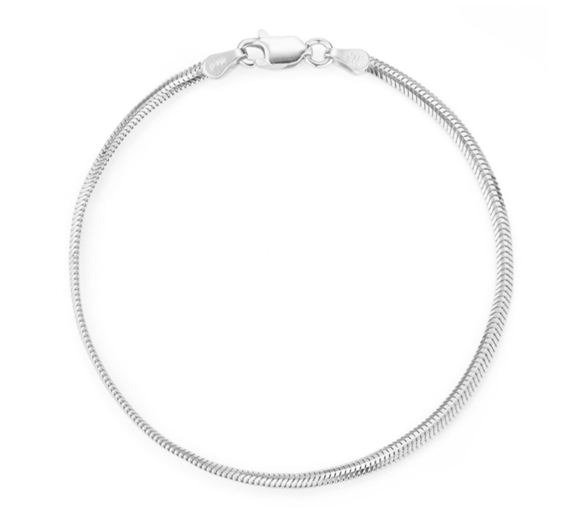 Italian Silver 10" Snake Chain Ankle Bracelet, Sterling