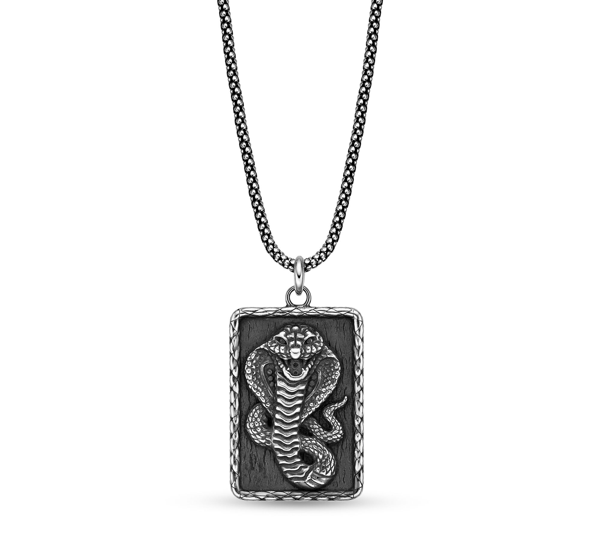 LYNX Men's Sterling Silver Cobra Pendant w/ Chain