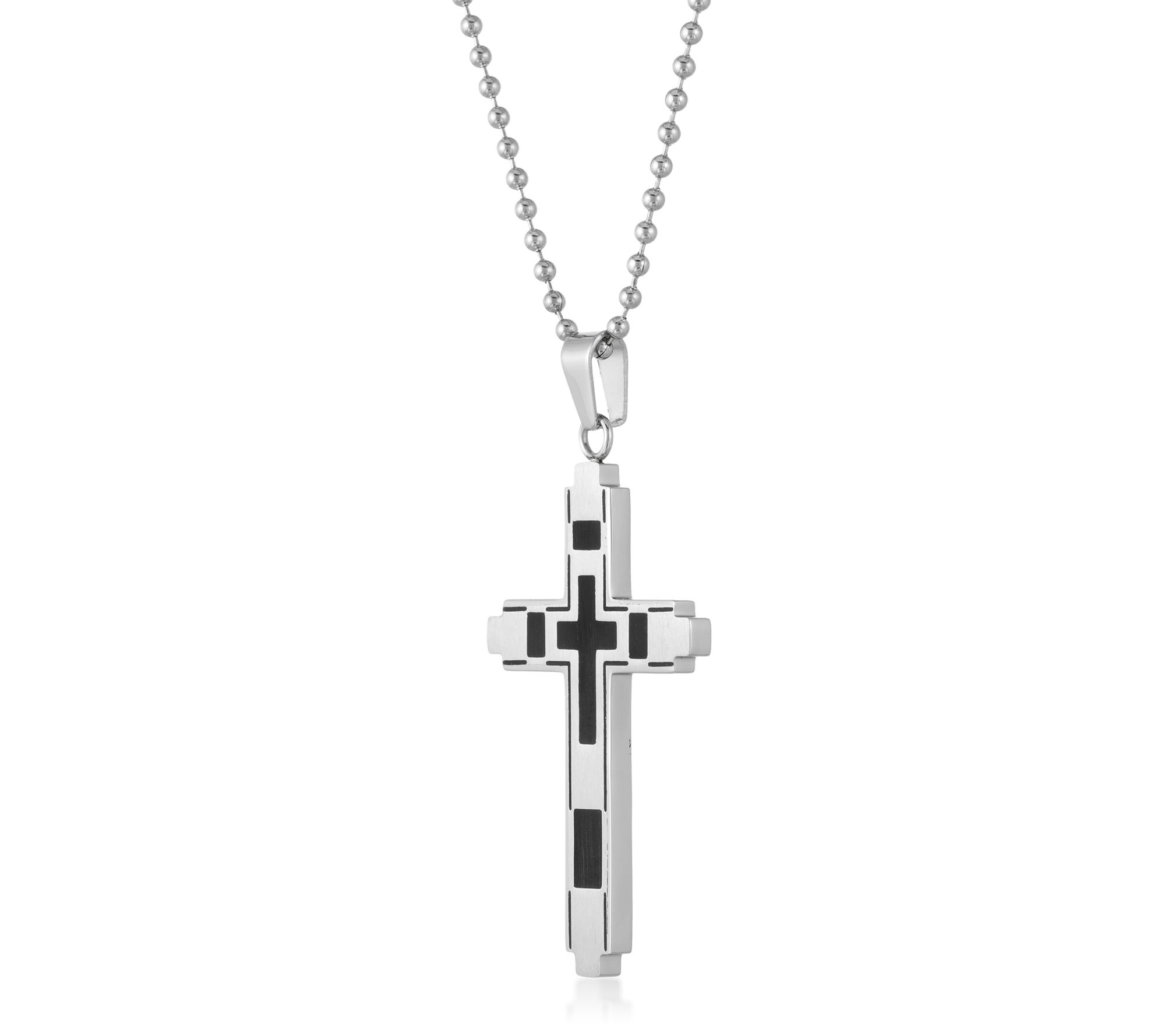LYNX Men's Stainless Steel Two-Tone Cross Pendant w/ Chain
