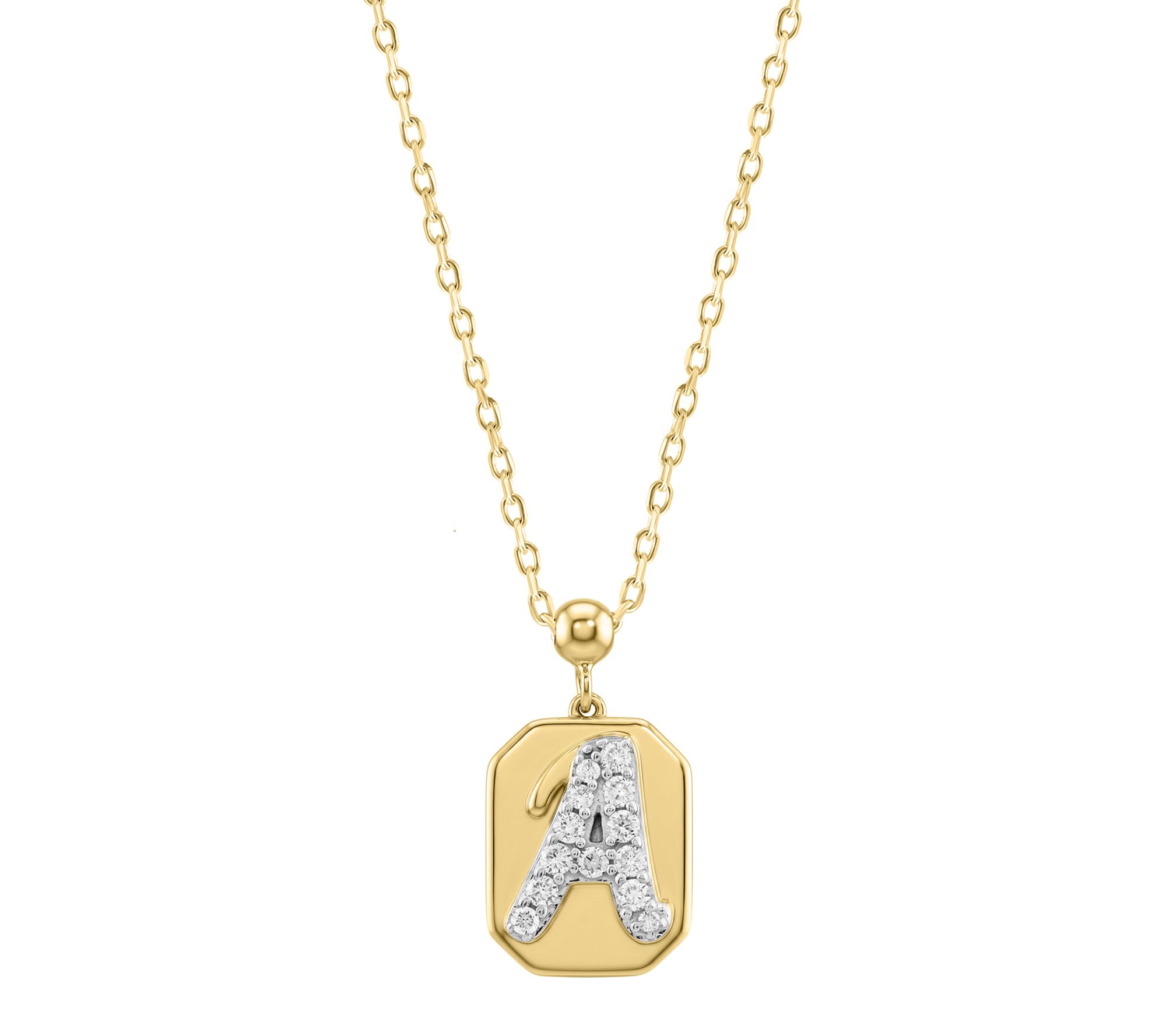 Fire Light Lab Grown Diamond Initial Necklace,1 4K Gold Plated