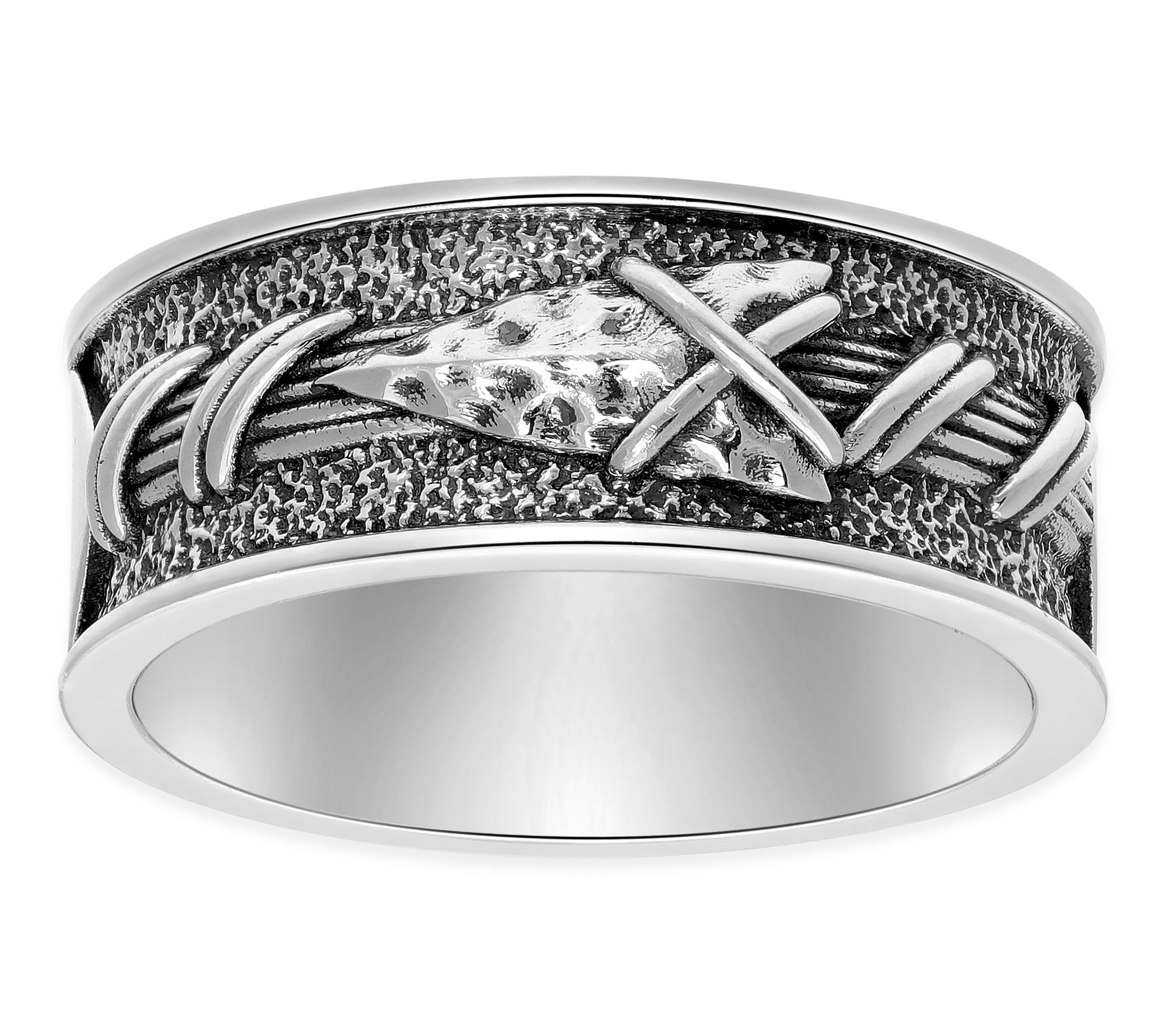 LYNX Men's Sterling Silver Oxidized Arrow BandRing
