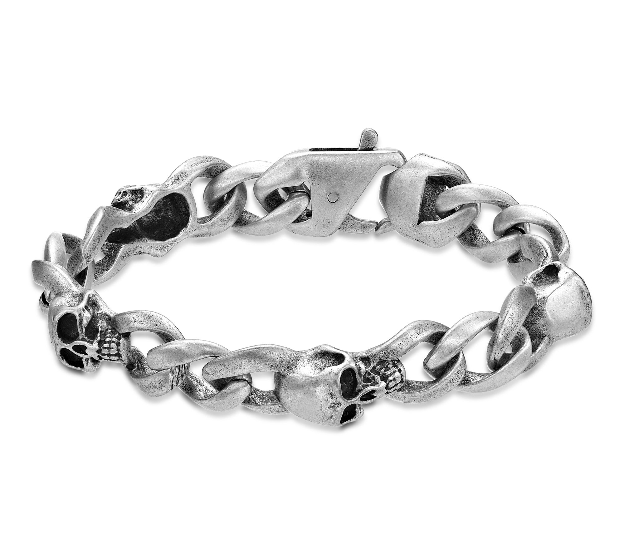 LYNX Men's Stainless Steel Antique Finish SkullBracelet