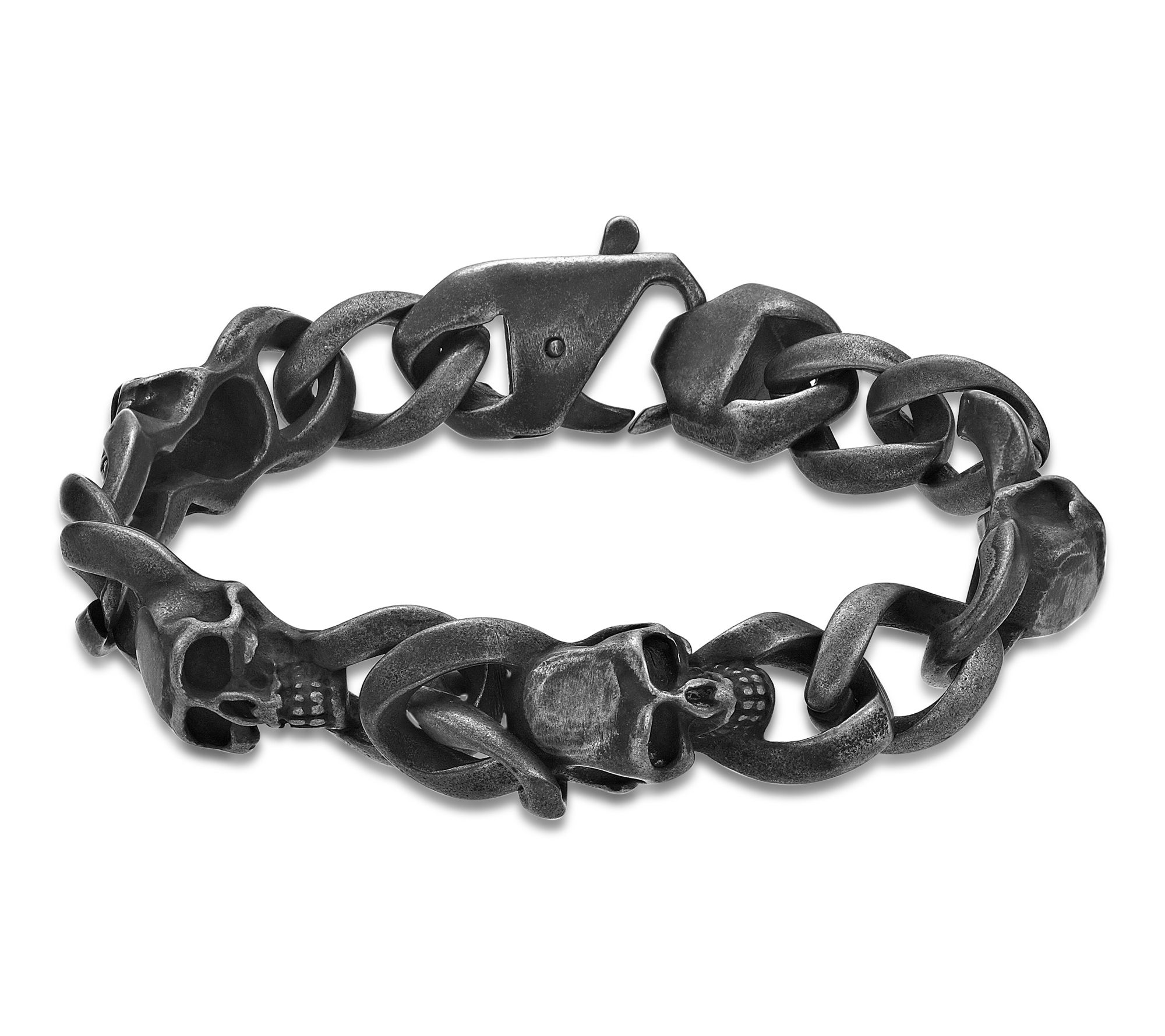 LYNX Men's Stainless Steel Antique Finish SkullBracelet
