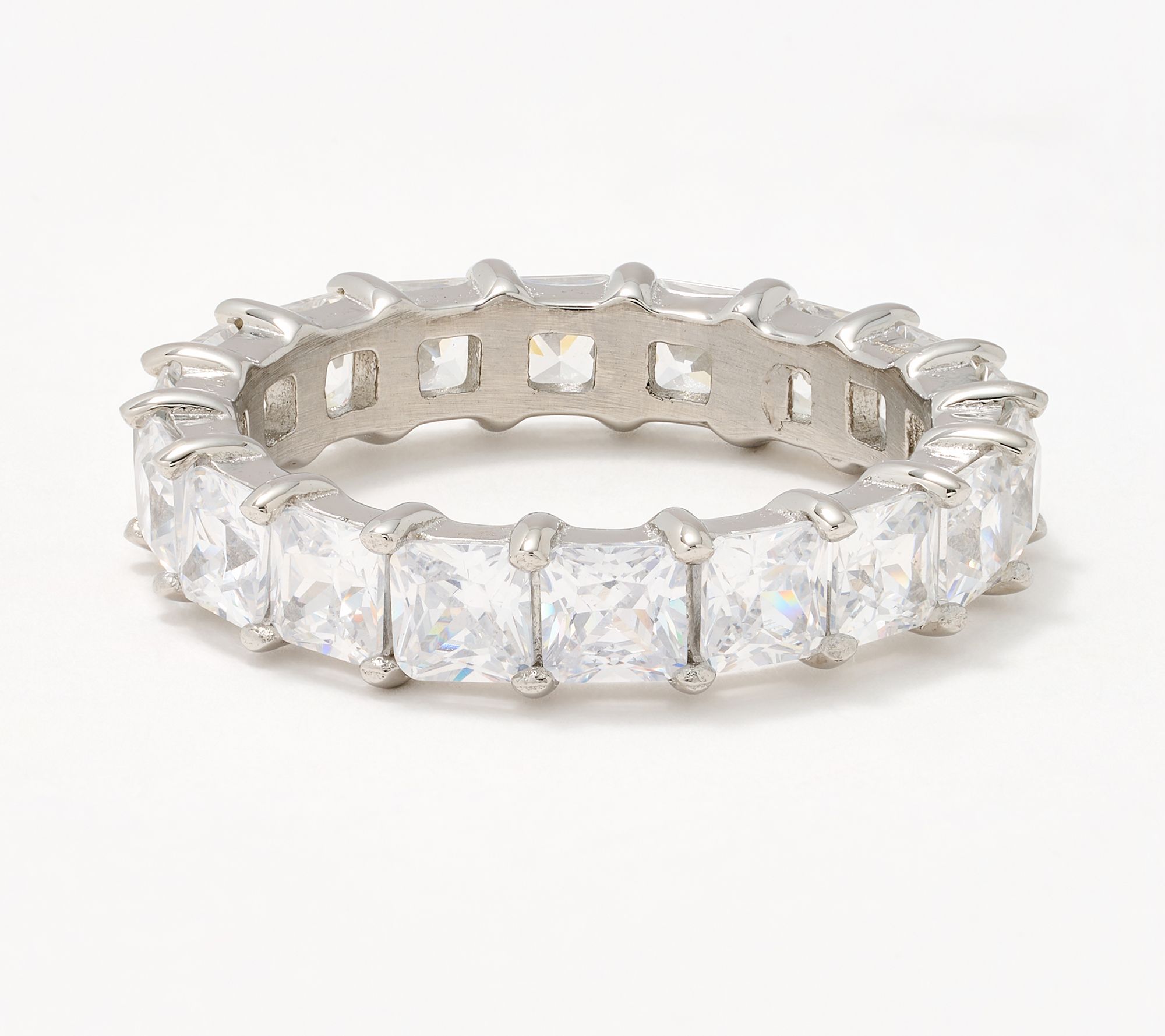 "As Is" Steel by Diamonique Princess Cut Eternity Band Ring