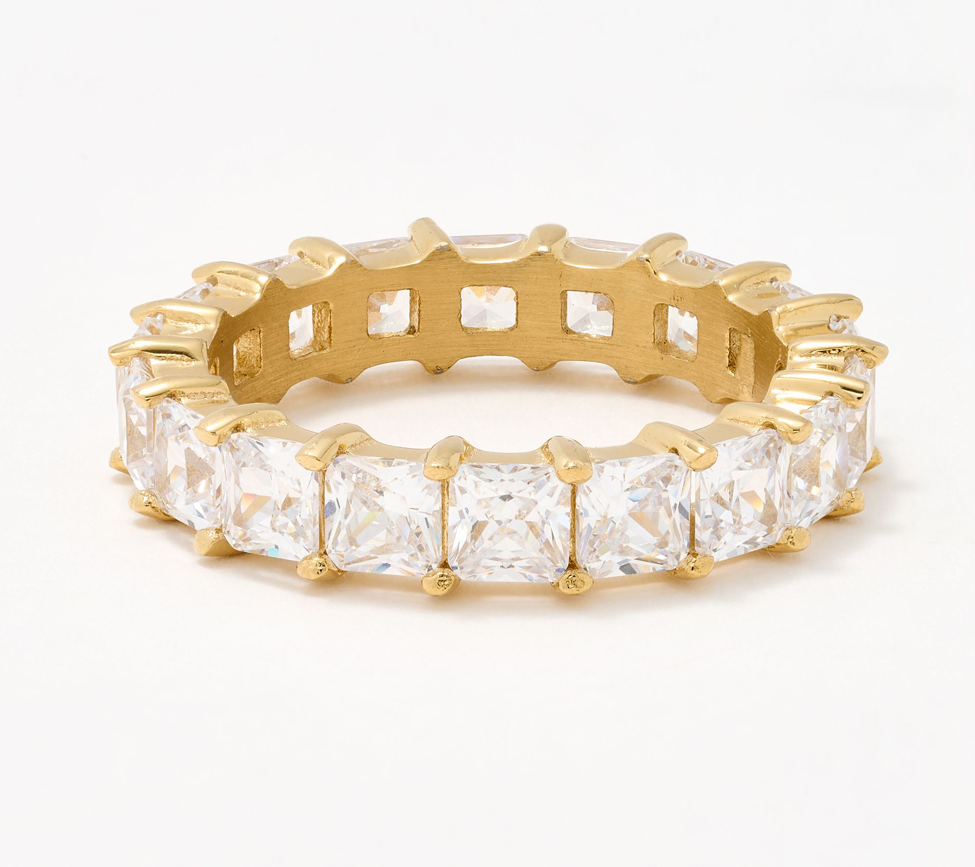 "As Is" Steel by Diamonique Princess Cut Eternity Band Ring