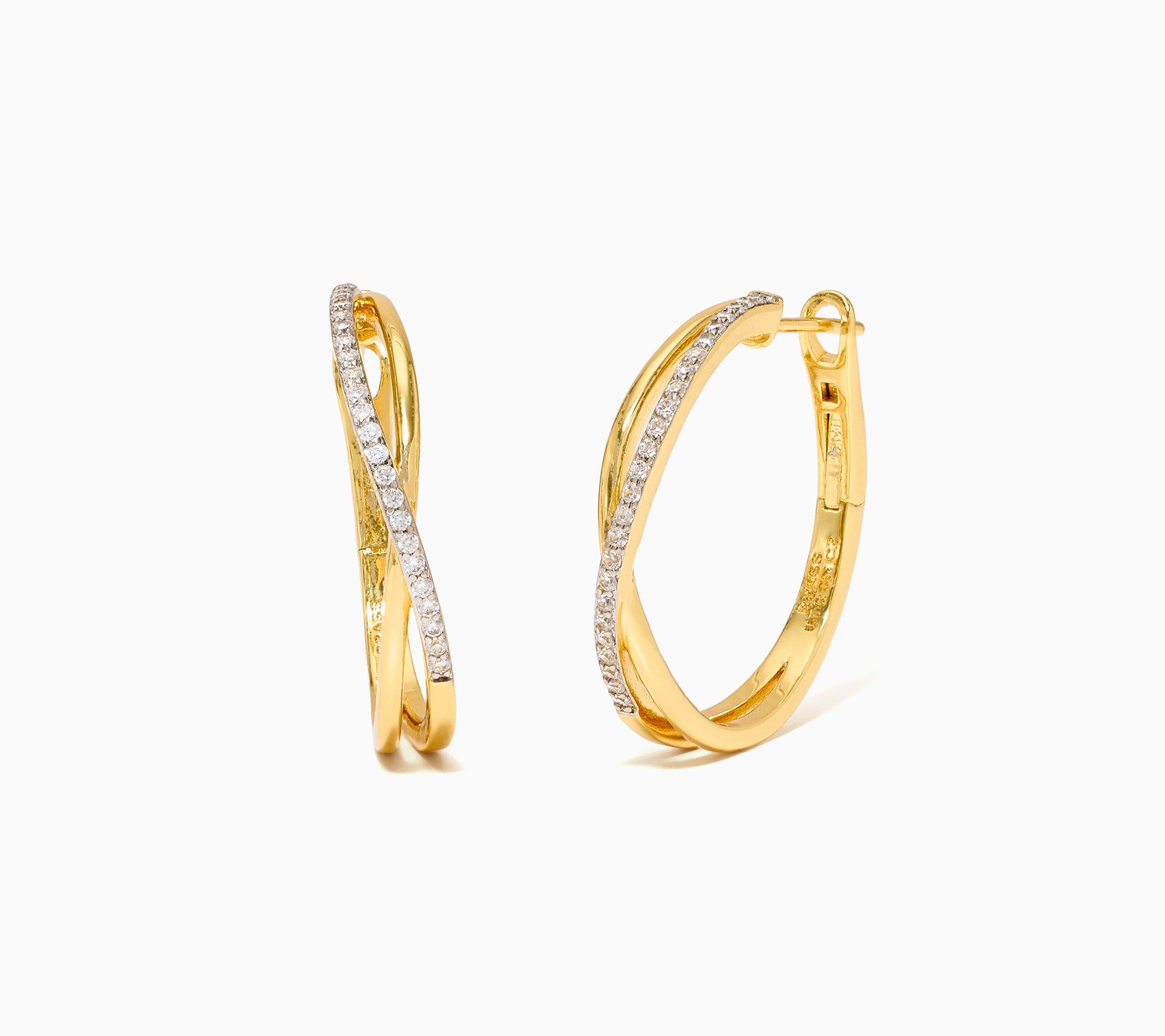 Kim Gravel Pave Double Twist Hoop Earrings