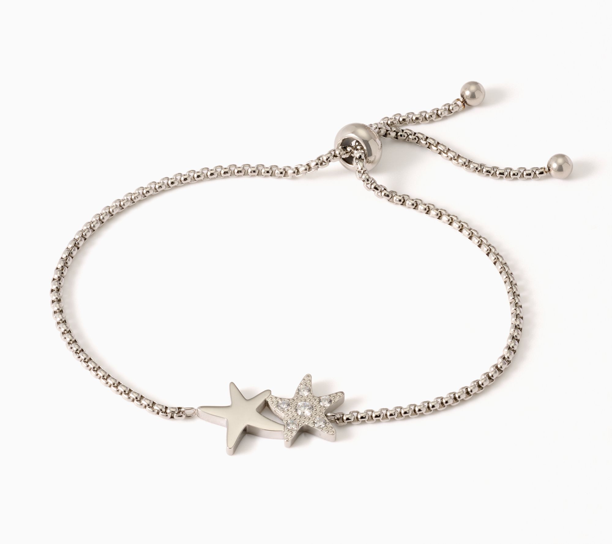 Steel by Diamonique Pair of Stars Bolo Bracelet