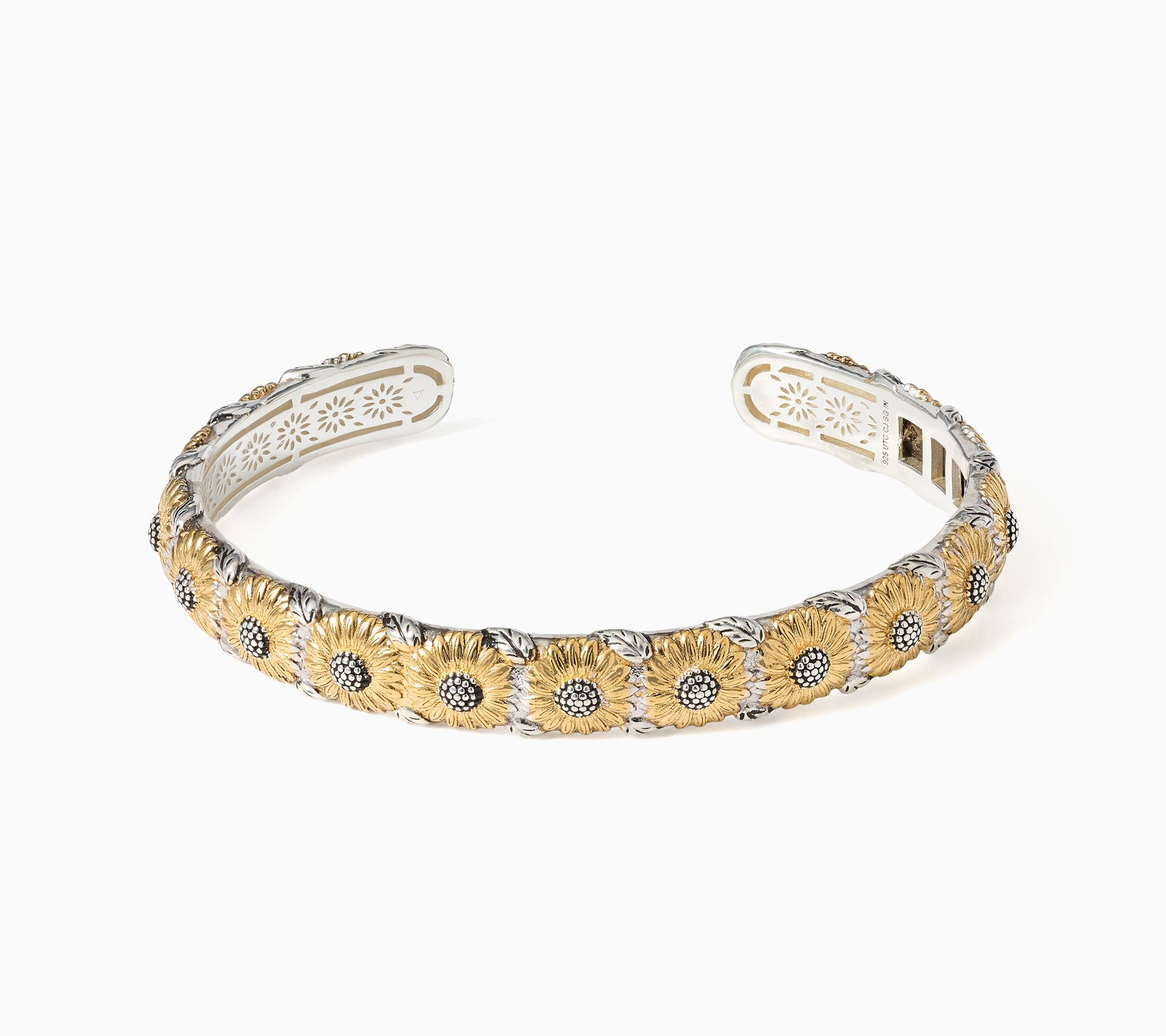 Christian James by Scott Grimes Two-tone Sunflower Cuff Bracelet 22.3g