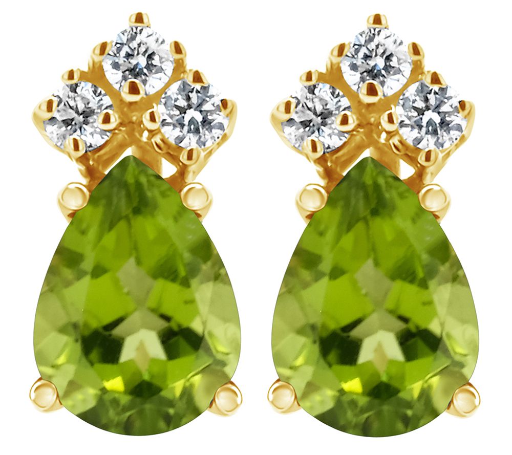 14K Semi-Precious Gemstone & 1/10 cttw Dia mondEarrings