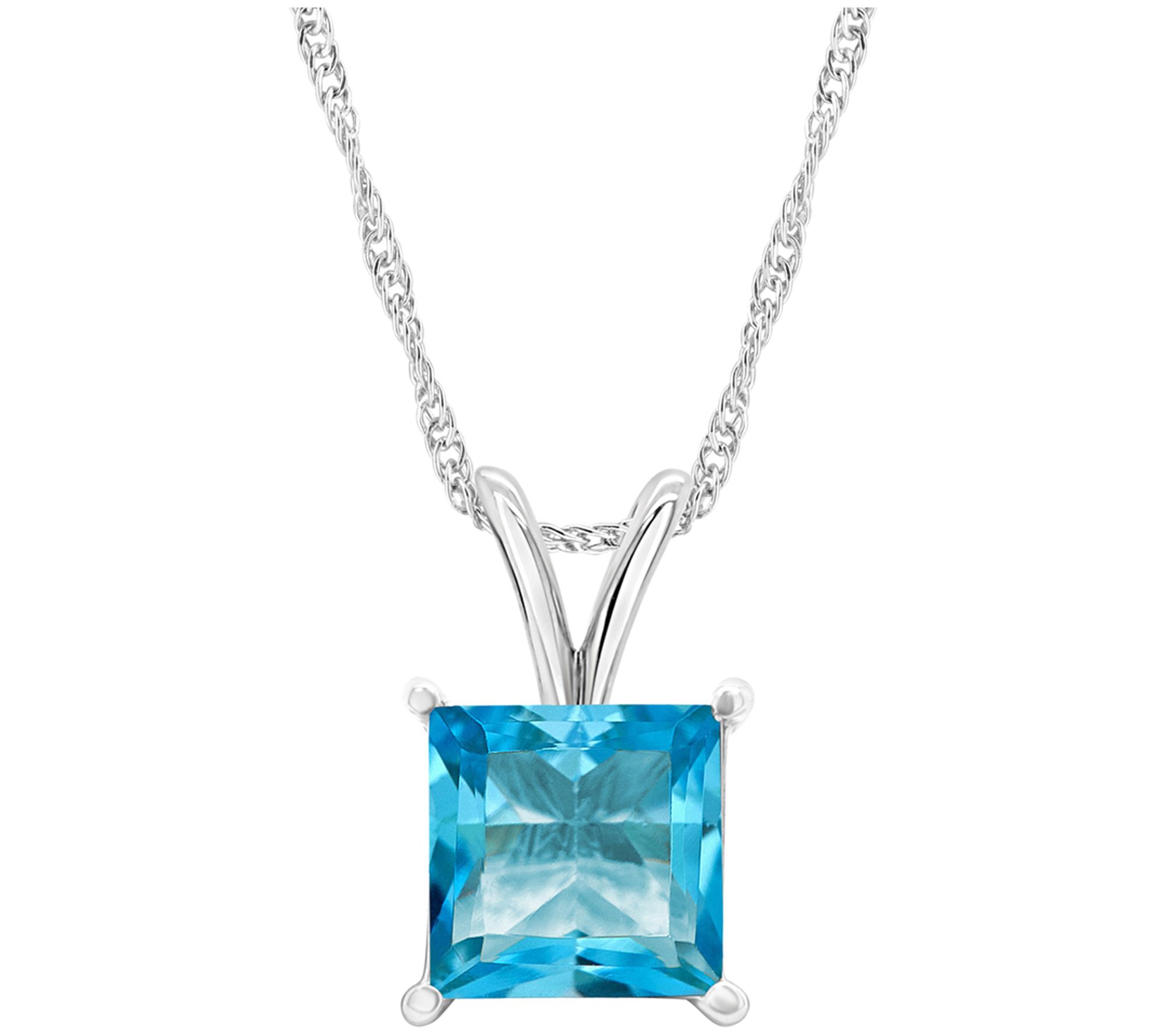 Sterling Silver 2.50 cttw Swiss Blue Topaz Pendant with Chain