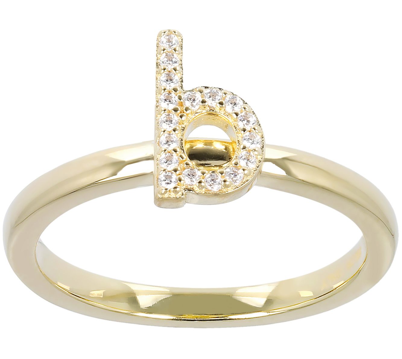 Diamonique Pave Initial Ring, 14K Gold Clad