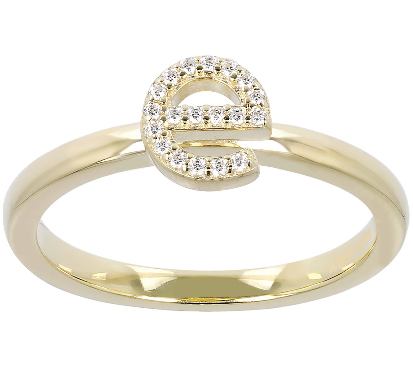 Diamonique Pave Initial Ring, 14K Gold Clad