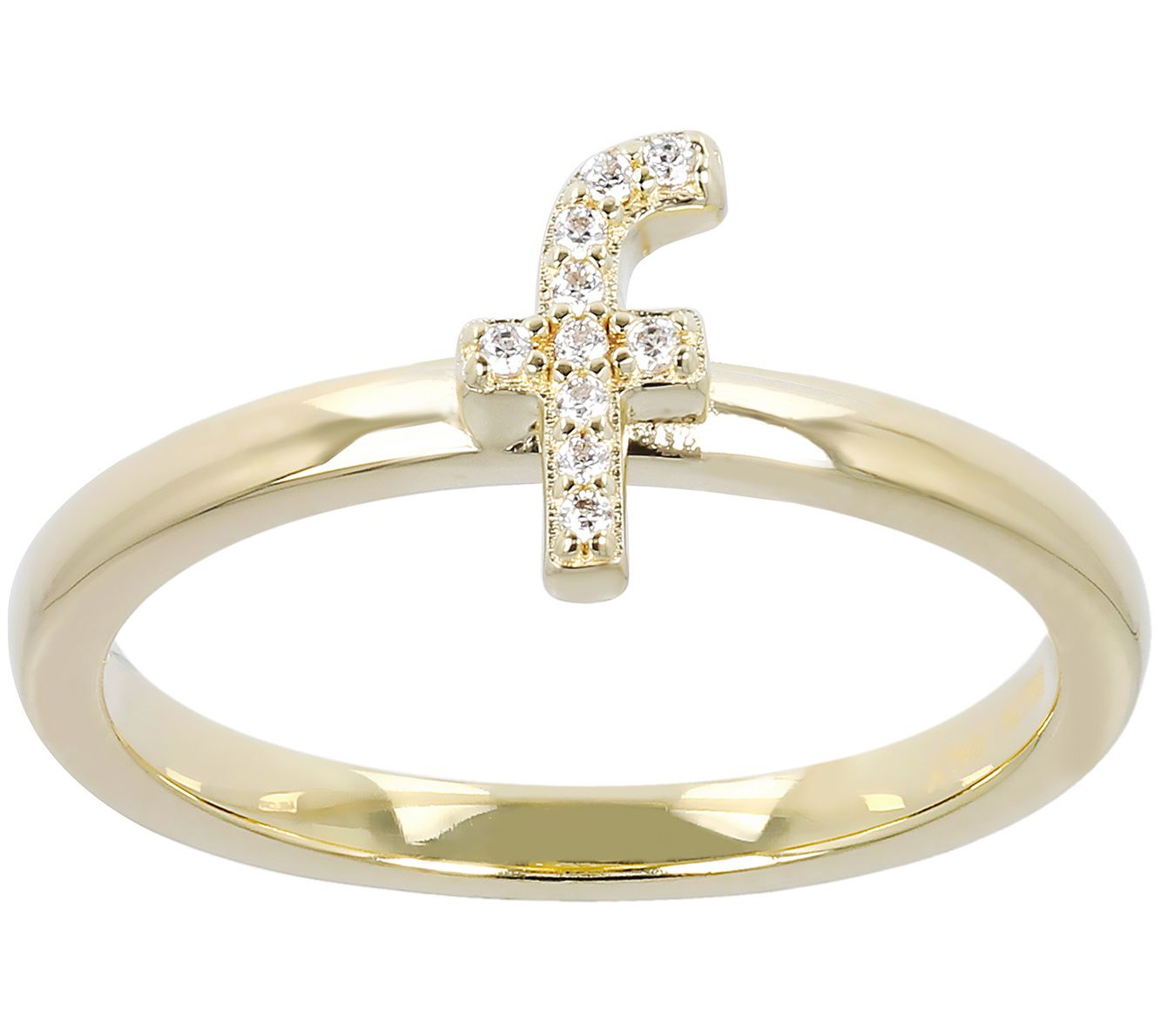 Diamonique Pave Initial Ring, 14K Gold Clad