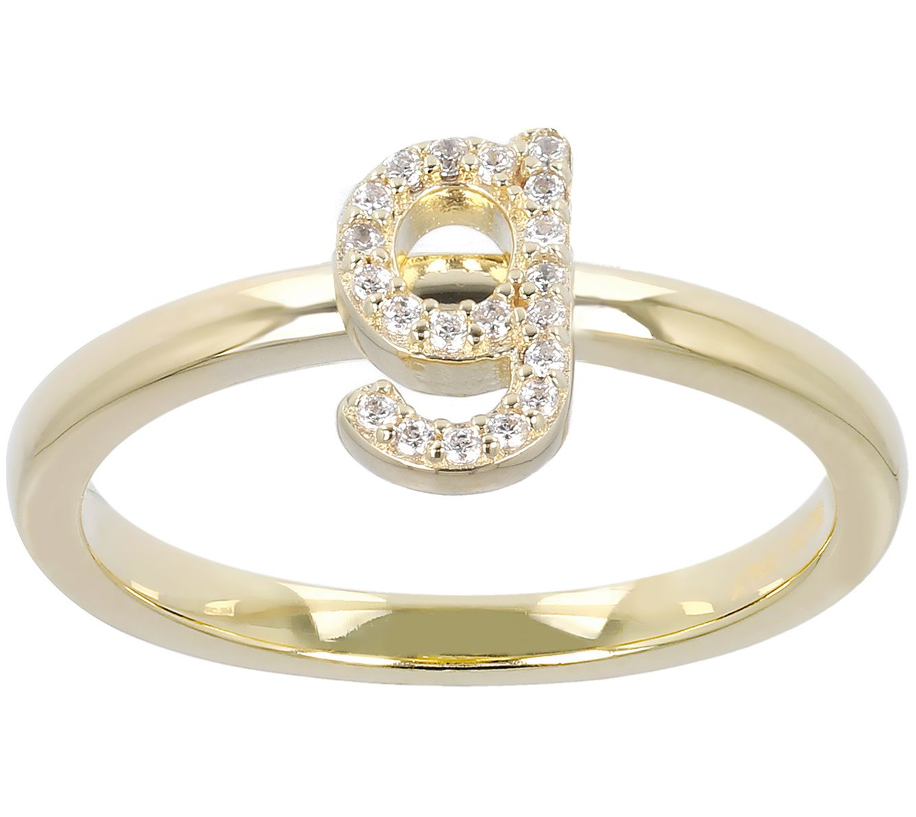 Diamonique Pave Initial Ring, 14K Gold Clad