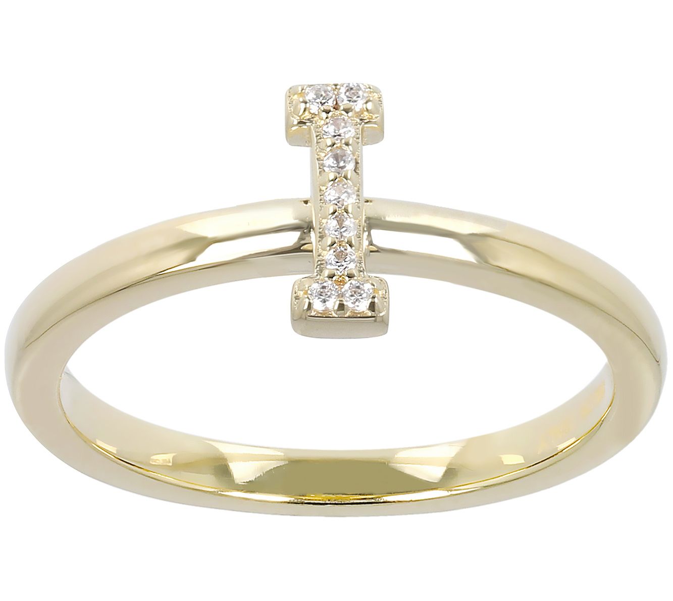 Diamonique Pave Initial Ring, 14K Gold Clad