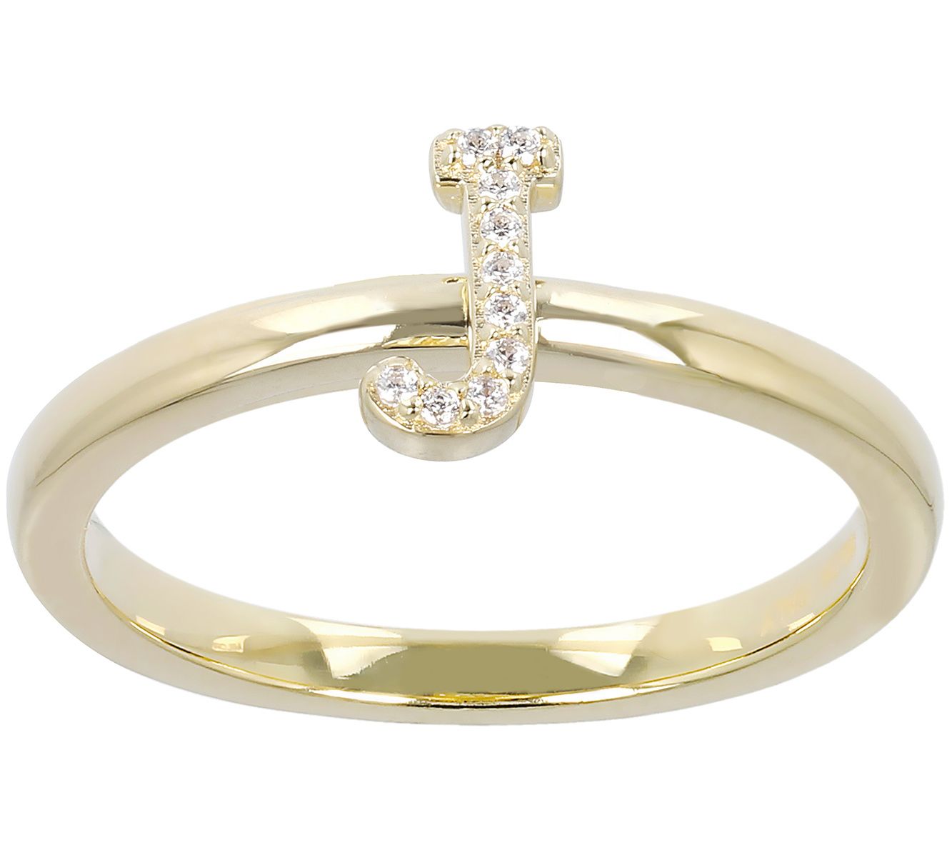 Diamonique Pave Initial Ring, 14K Gold Clad