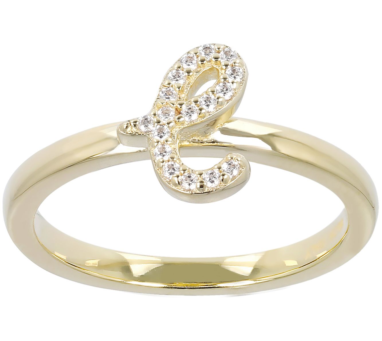 Diamonique Pave Initial Ring, 14K Gold Clad