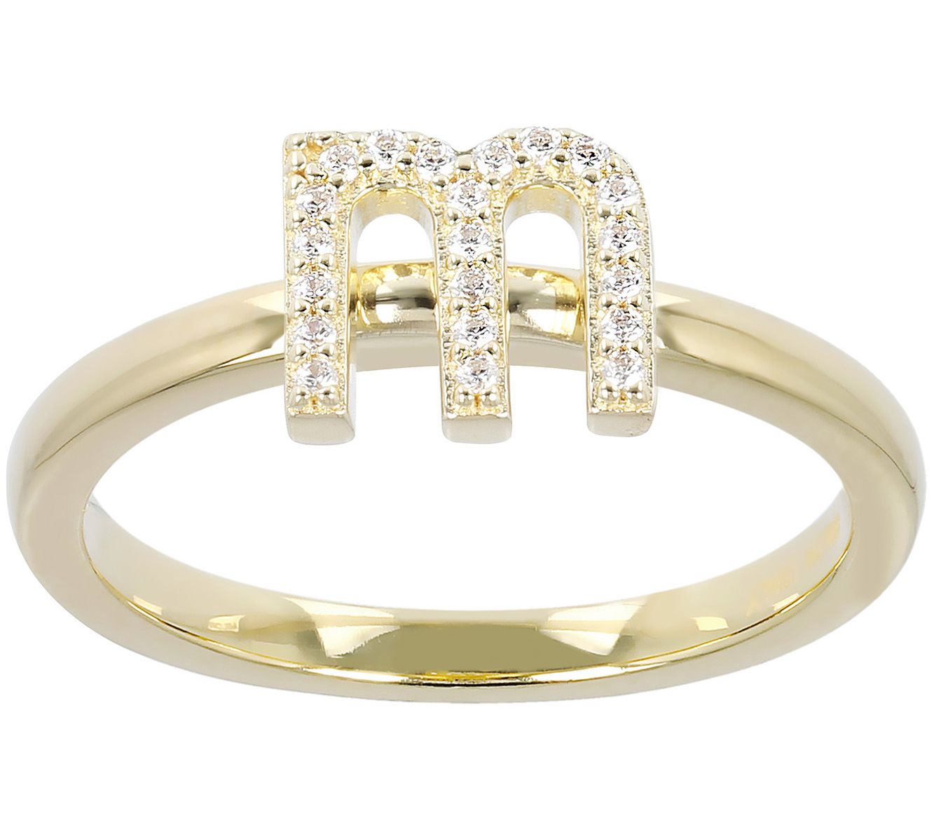 Diamonique Pave Initial Ring, 14K Gold Clad