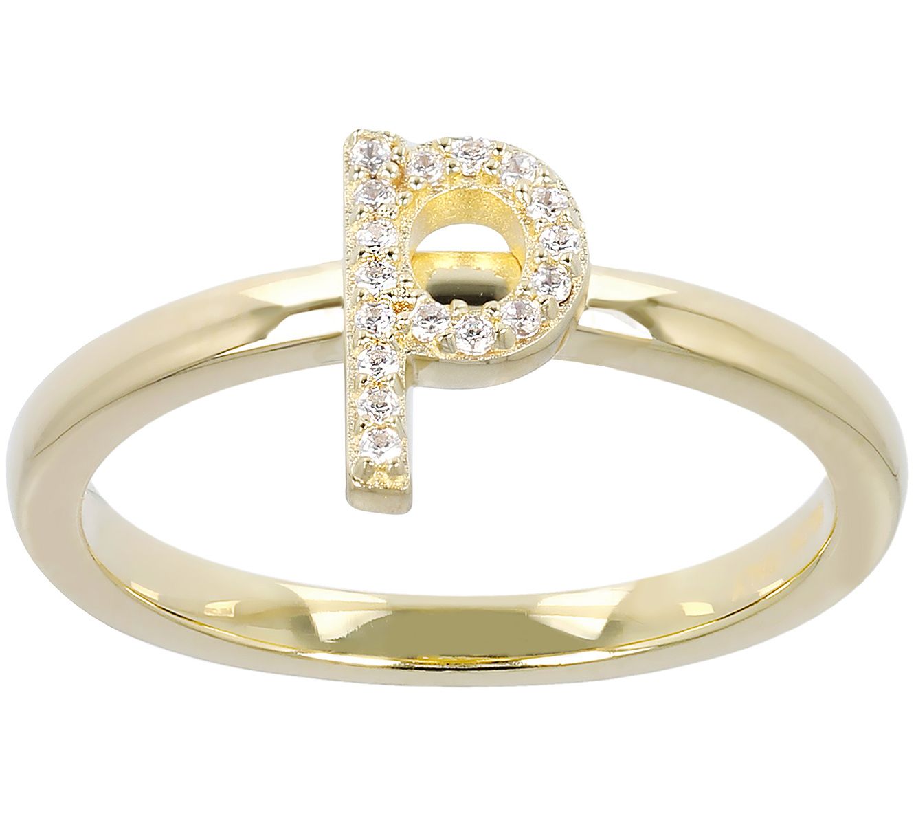 Diamonique Pave Initial Ring, 14K Gold Clad